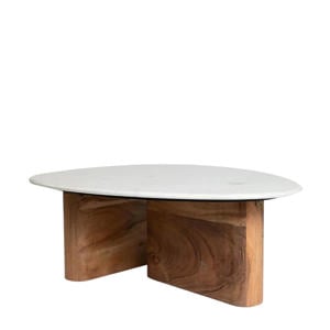 salontafel hout met marmer blad