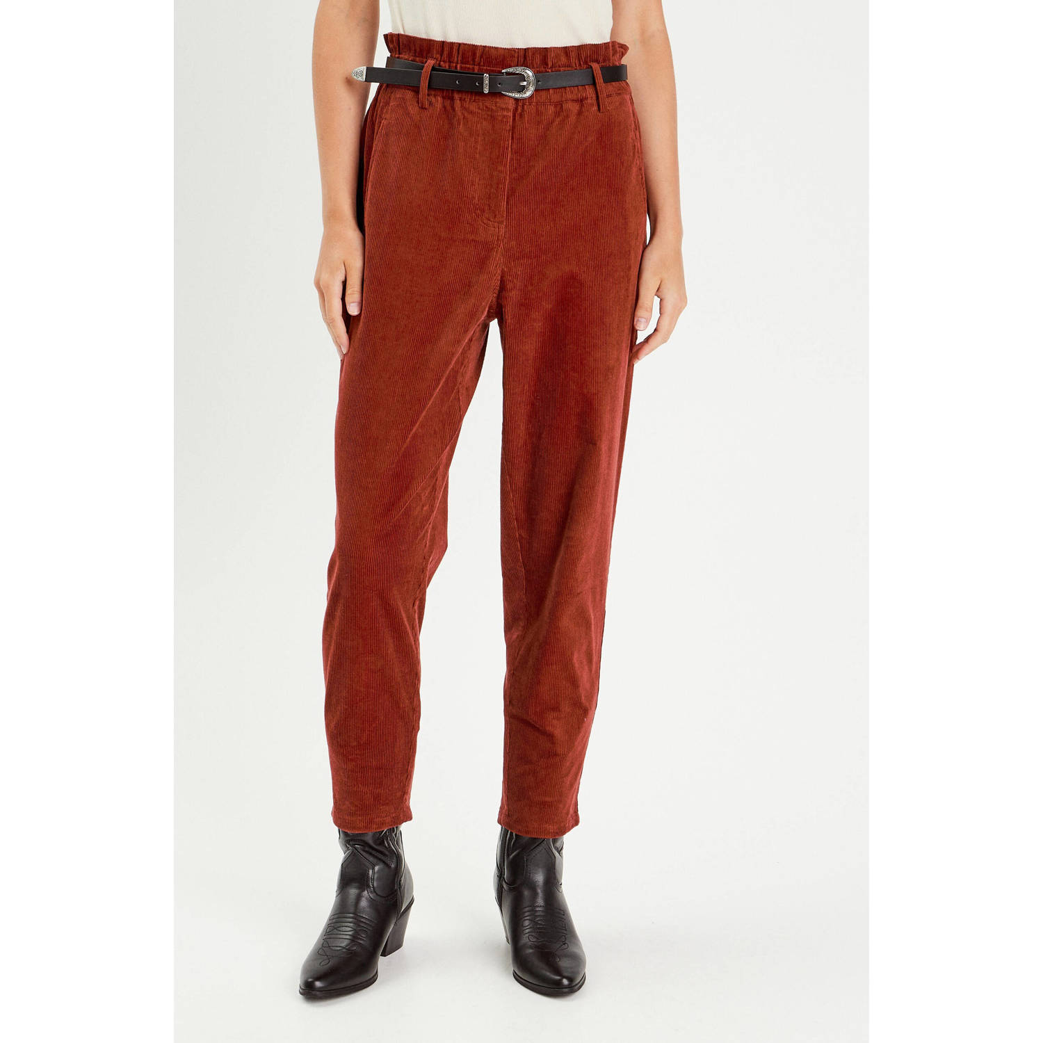Cache high waist mom broek donker oranje