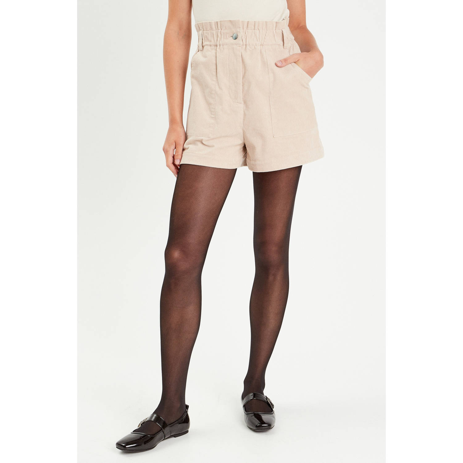 Cache corduroy high waist regular fit short zand