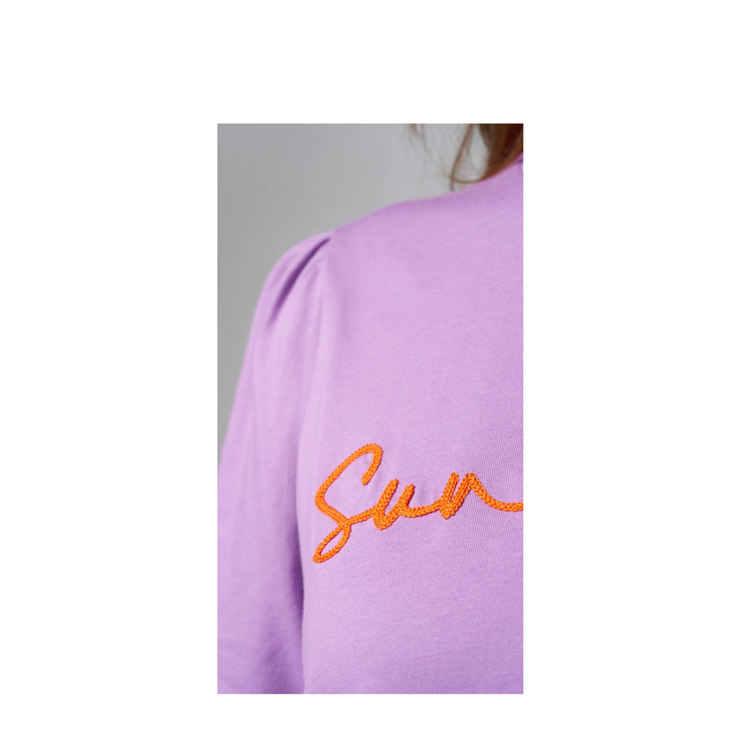 MS Mode T-shirt met tekst multi lilac