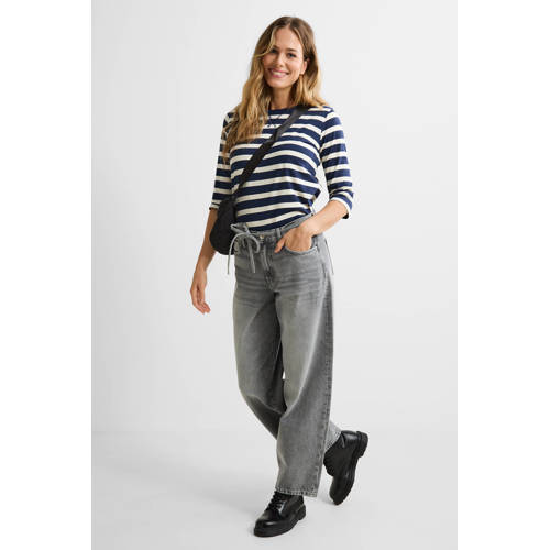 anytime gestreepte longsleeve donkerblauw/wit afbeelding