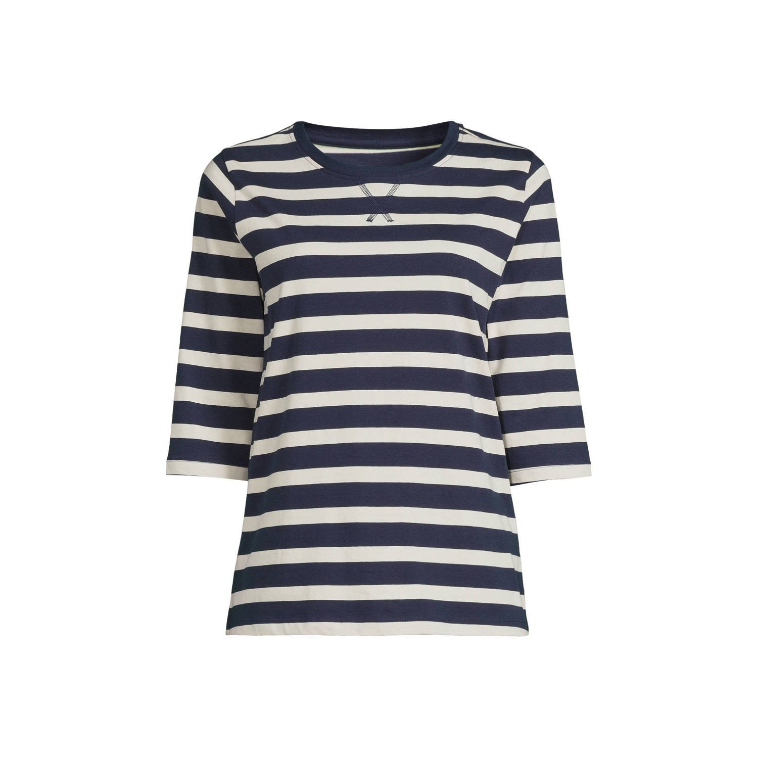 Anytime longsleeve T-shirt donkerblauw wit