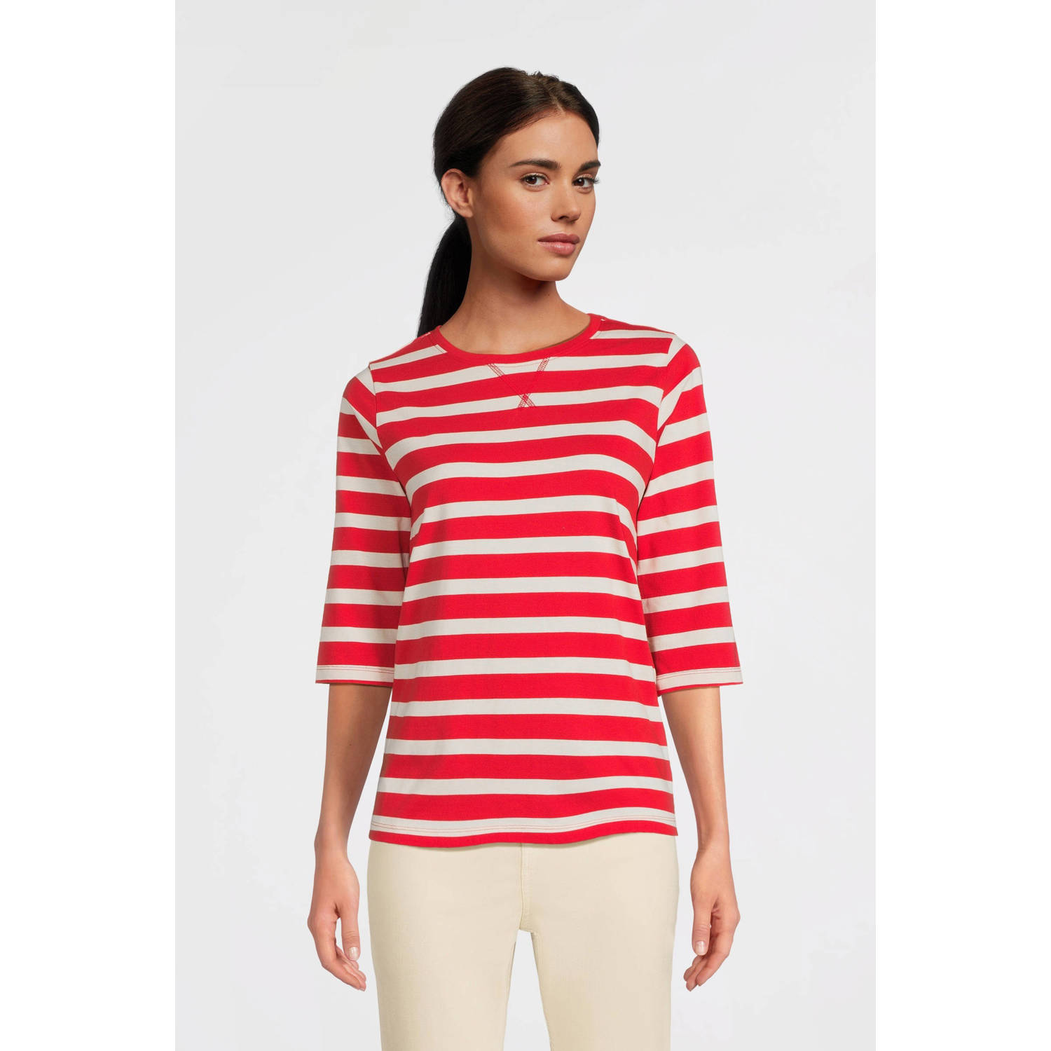 Anytime longsleeve rood witgestreepte