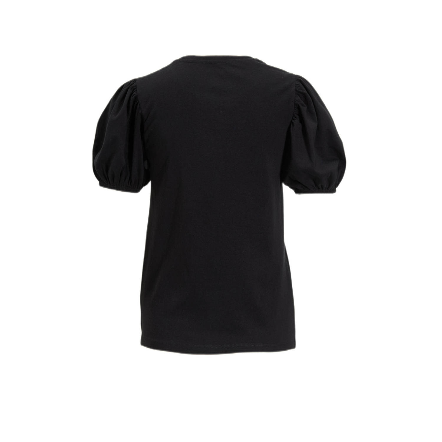 anytime T-shirt met pofmouwen zwart