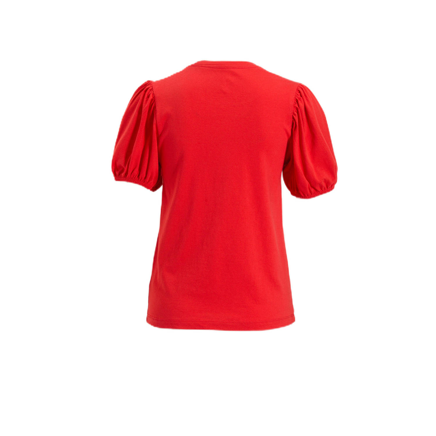 anytime T-shirt met pofmouwen rood