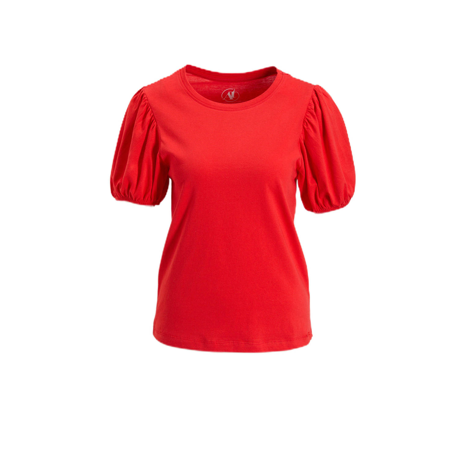 Anytime T-shirt met pofmouwen rood
