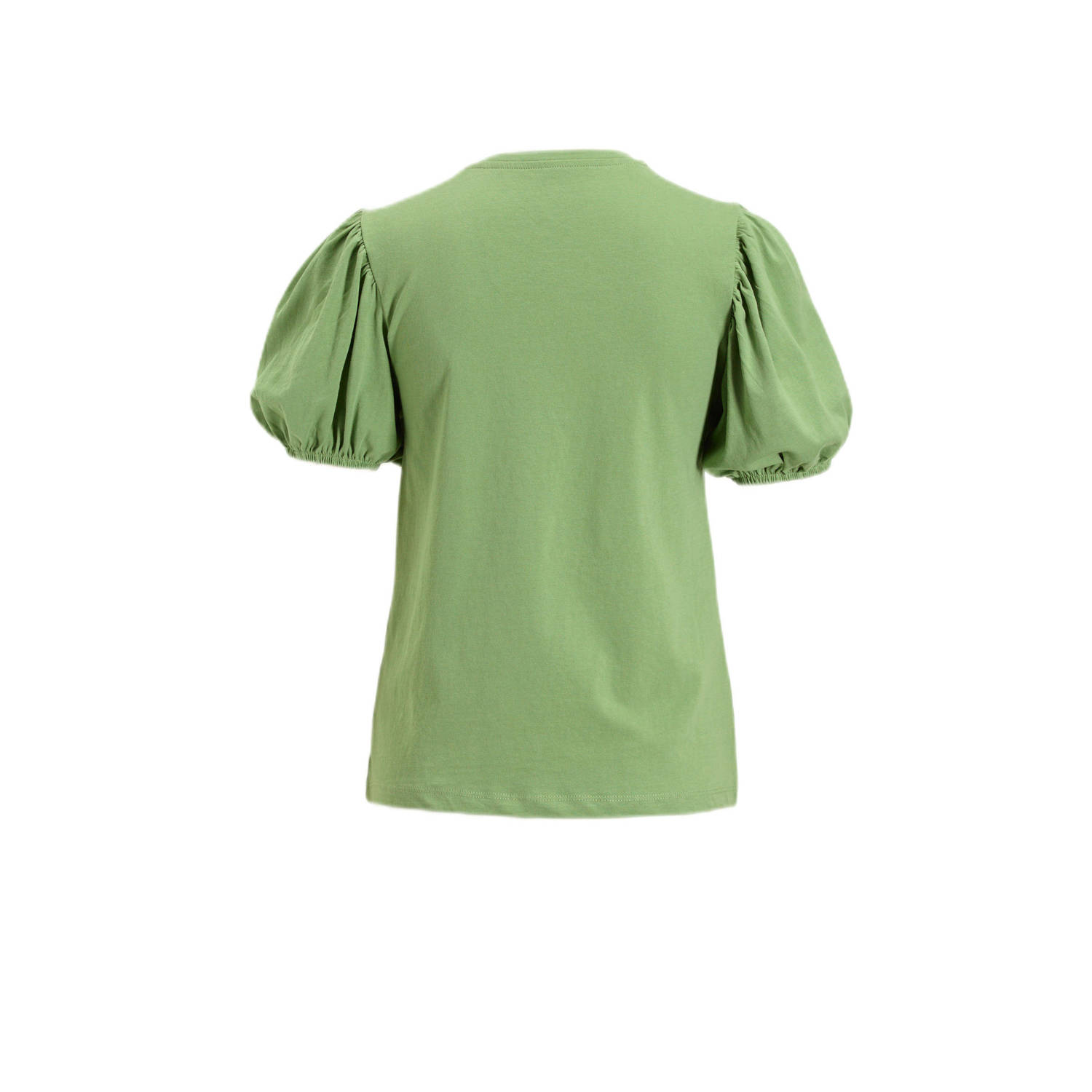anytime T-shirt met pofmouwen lichtkhaki