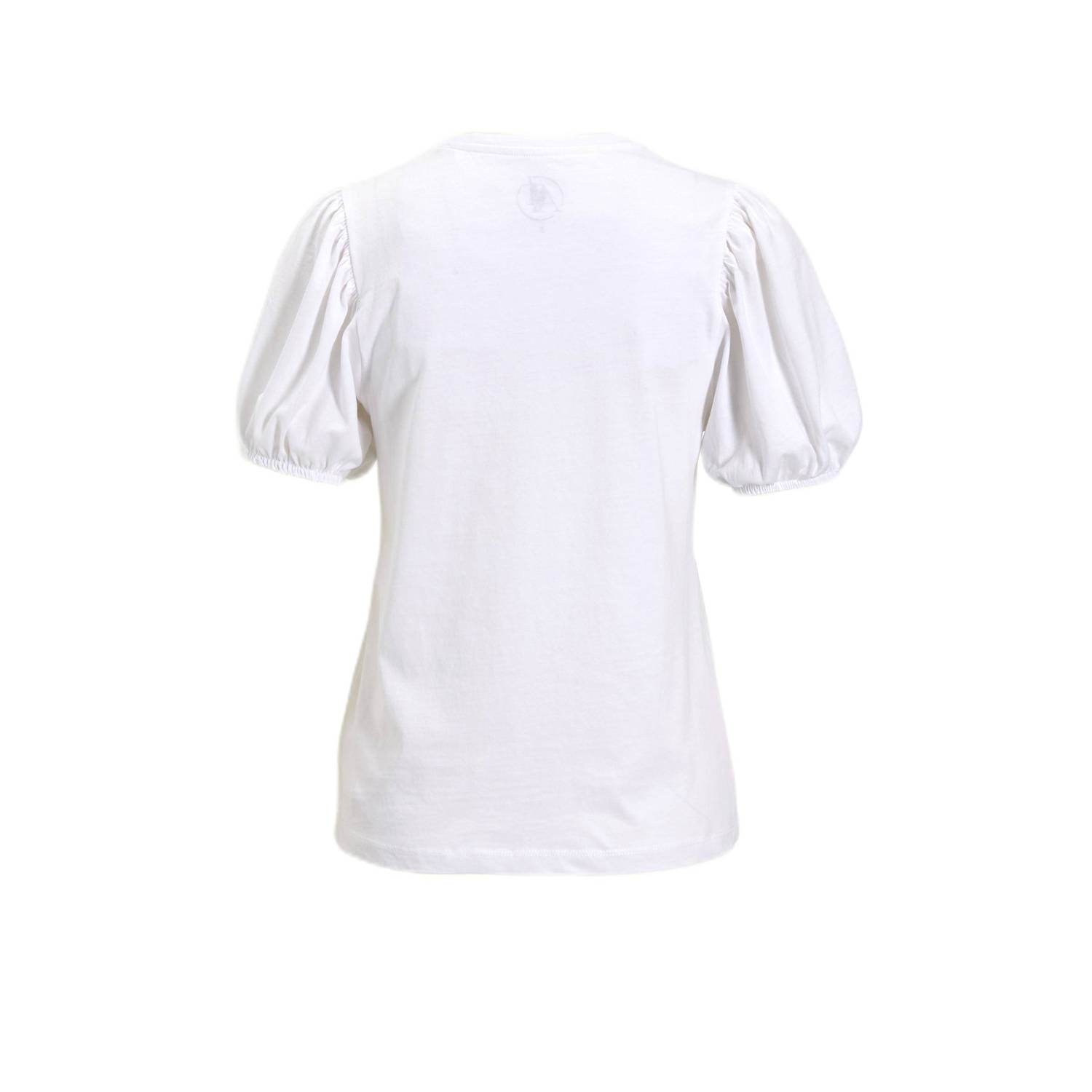 anytime T-shirt met pofmouwen wit