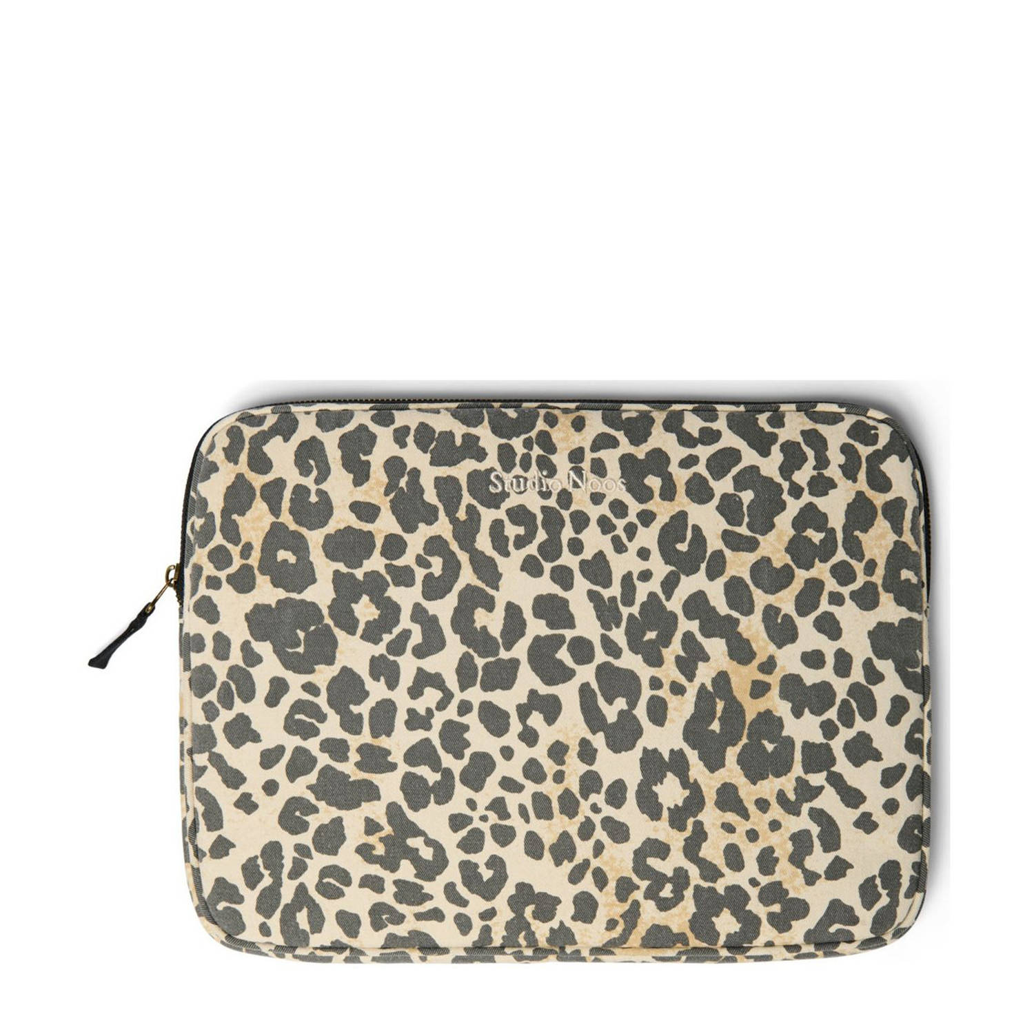 Studio Noos 13 inch laptopsleeve Soft Cotton Leopard beige zwart
