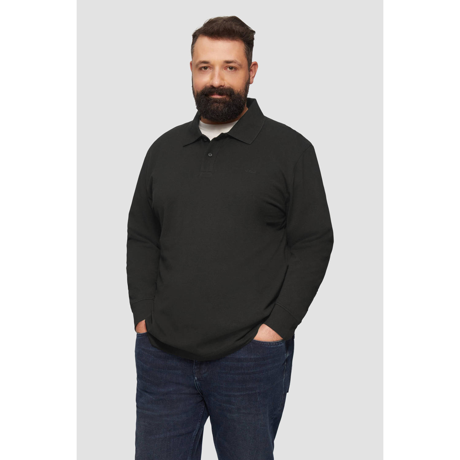 S.Oliver Big Size polo Plus Size zwart