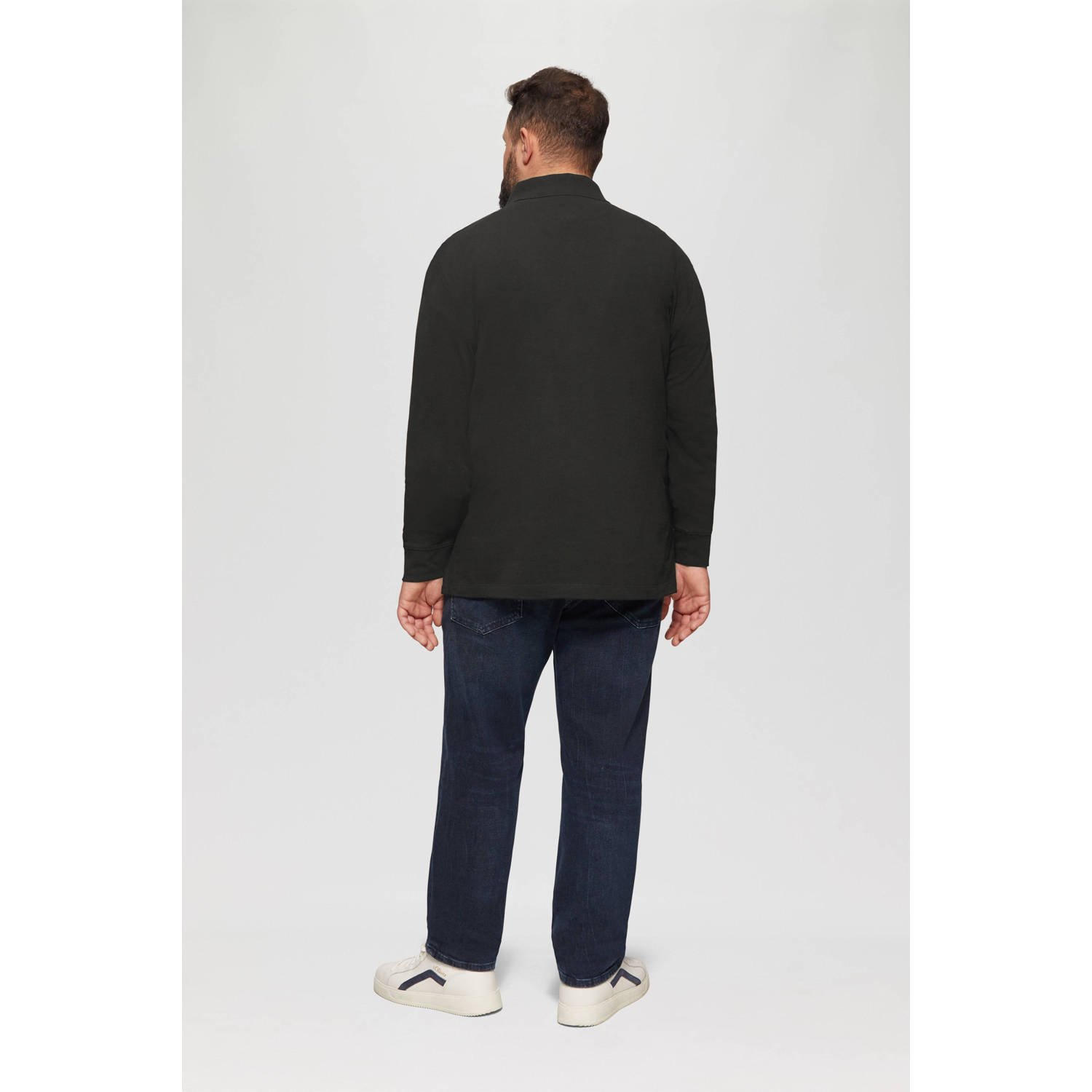 s.Oliver Big Size polo Plus Size zwart
