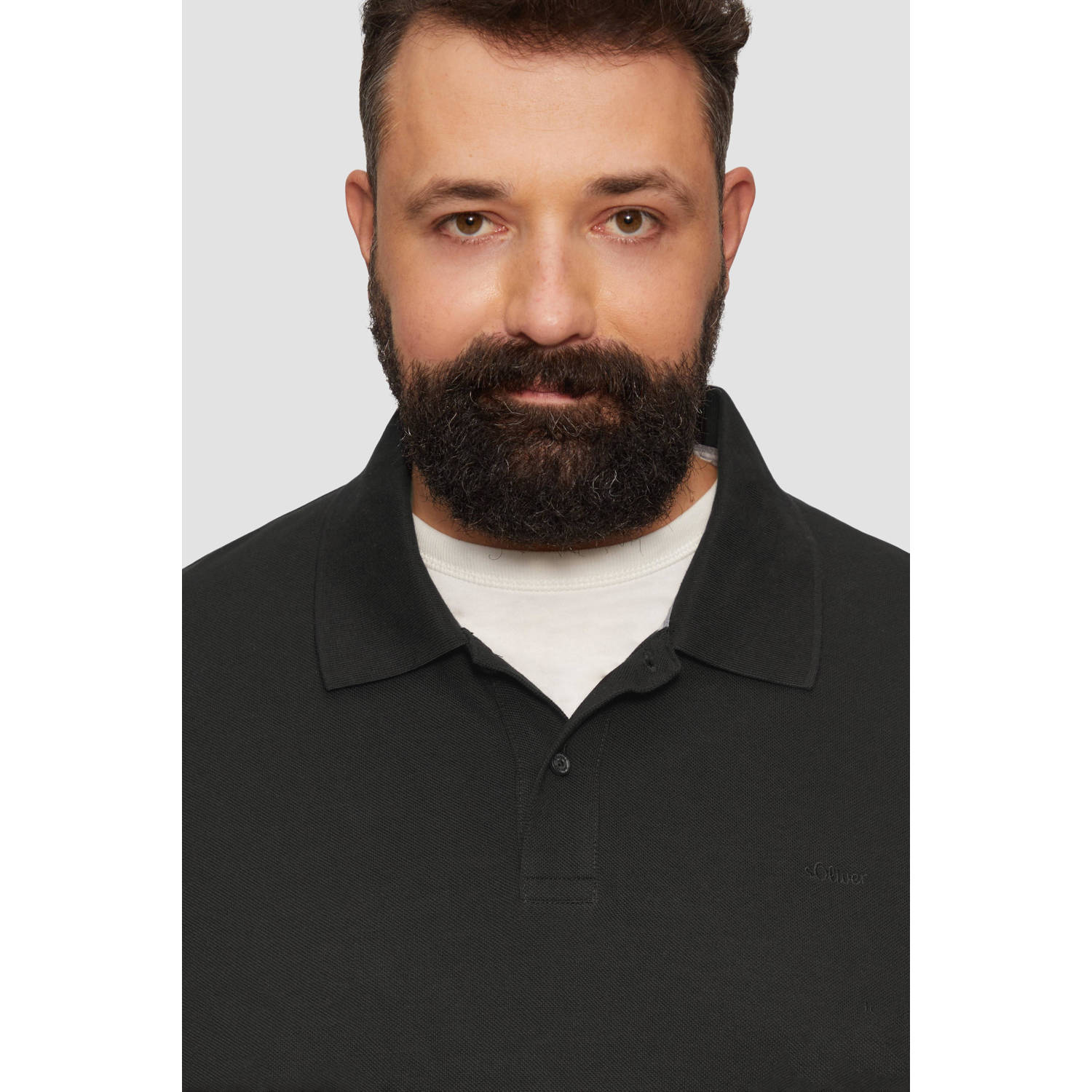 s.Oliver Big Size polo Plus Size zwart
