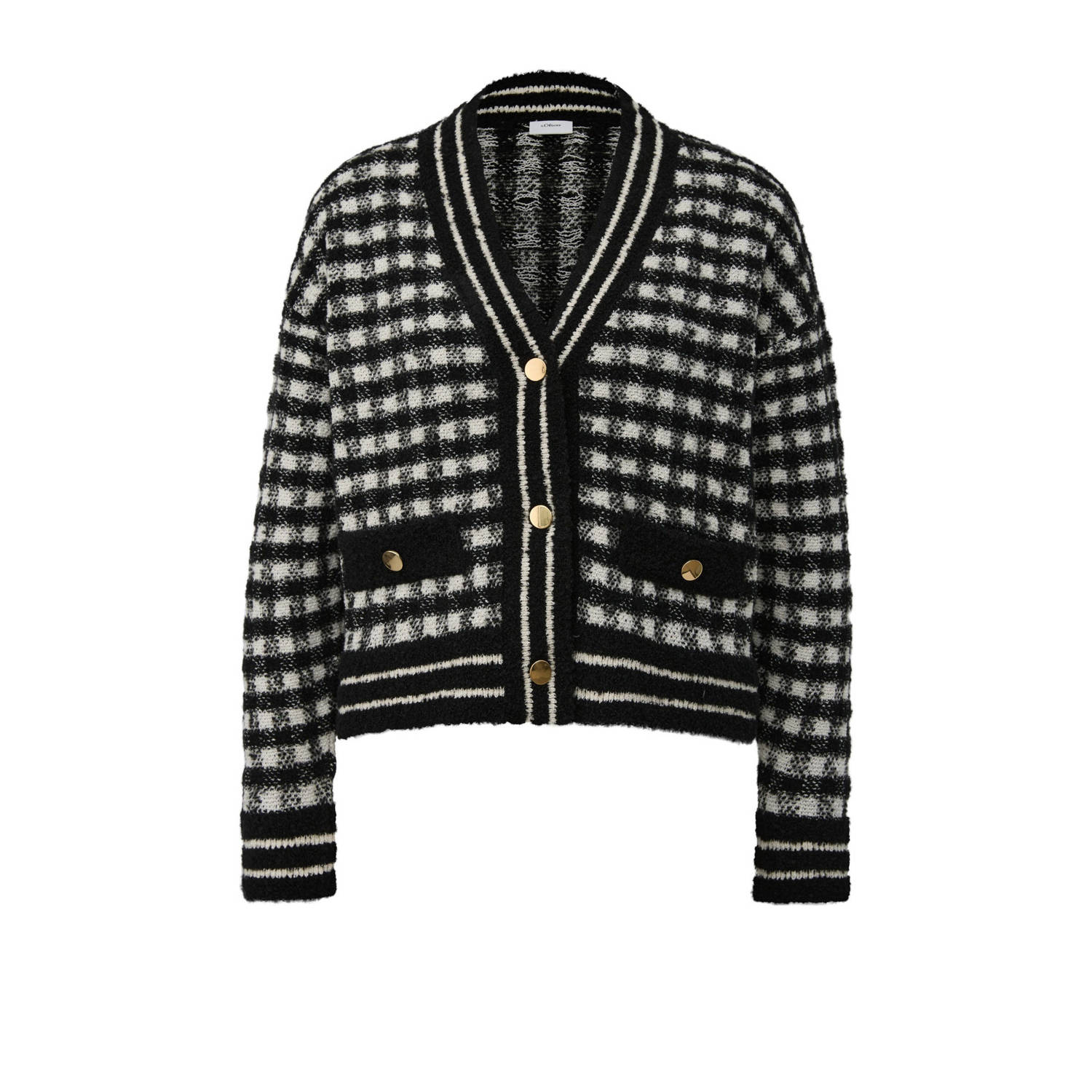 s.Oliver BLACK LABEL geruit vest met wol zwart wit