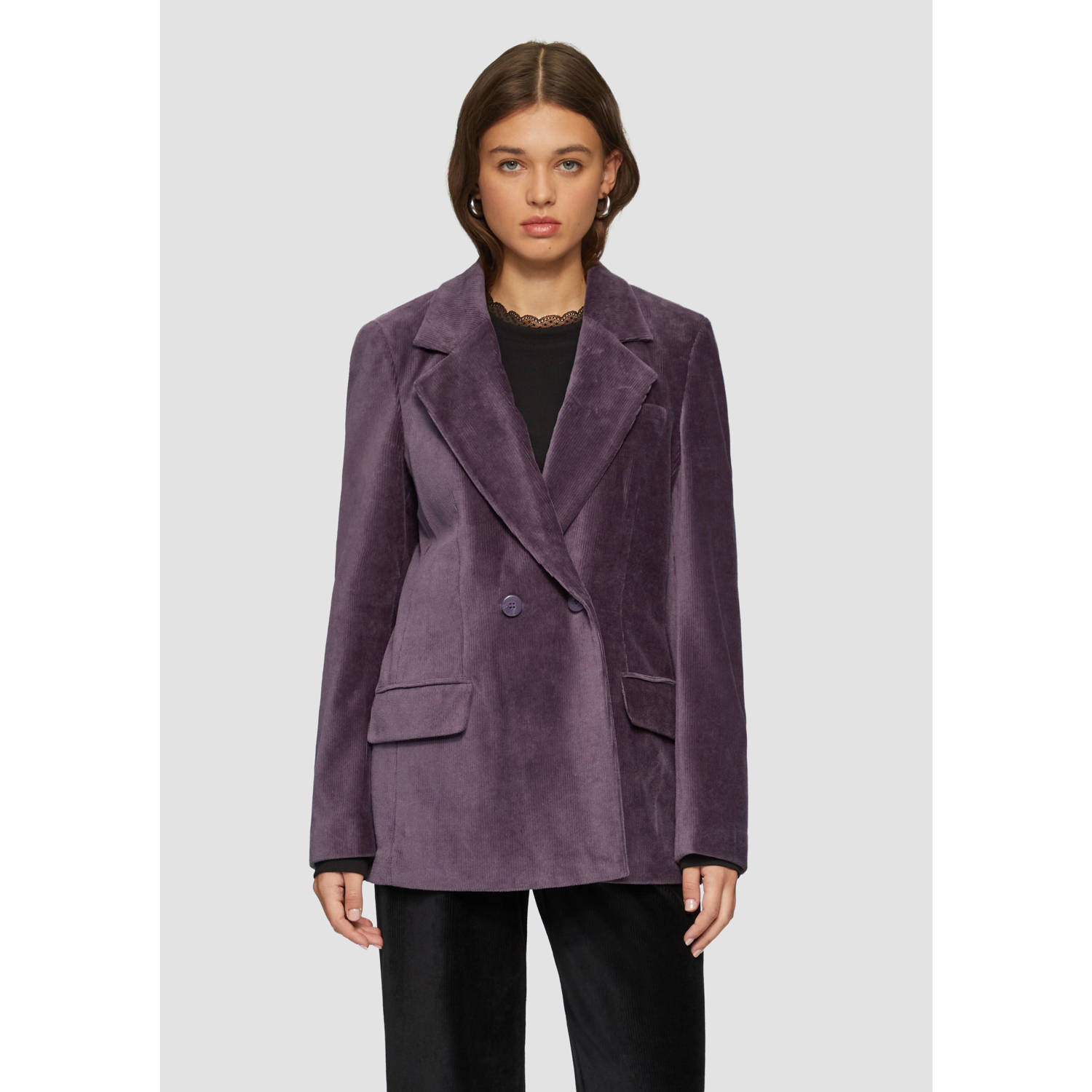 Q S by s.Oliver corduroy rechtvallende blazer paars
