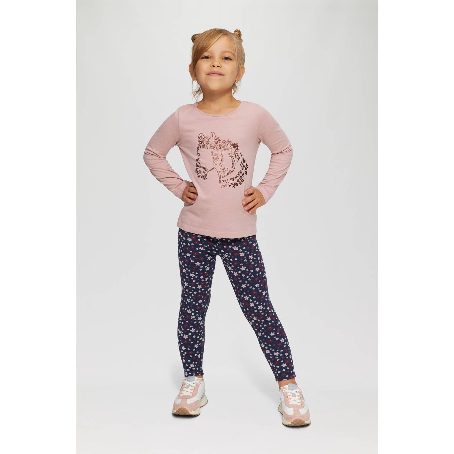 s.Oliver gebloemde legging donkerblauw roze