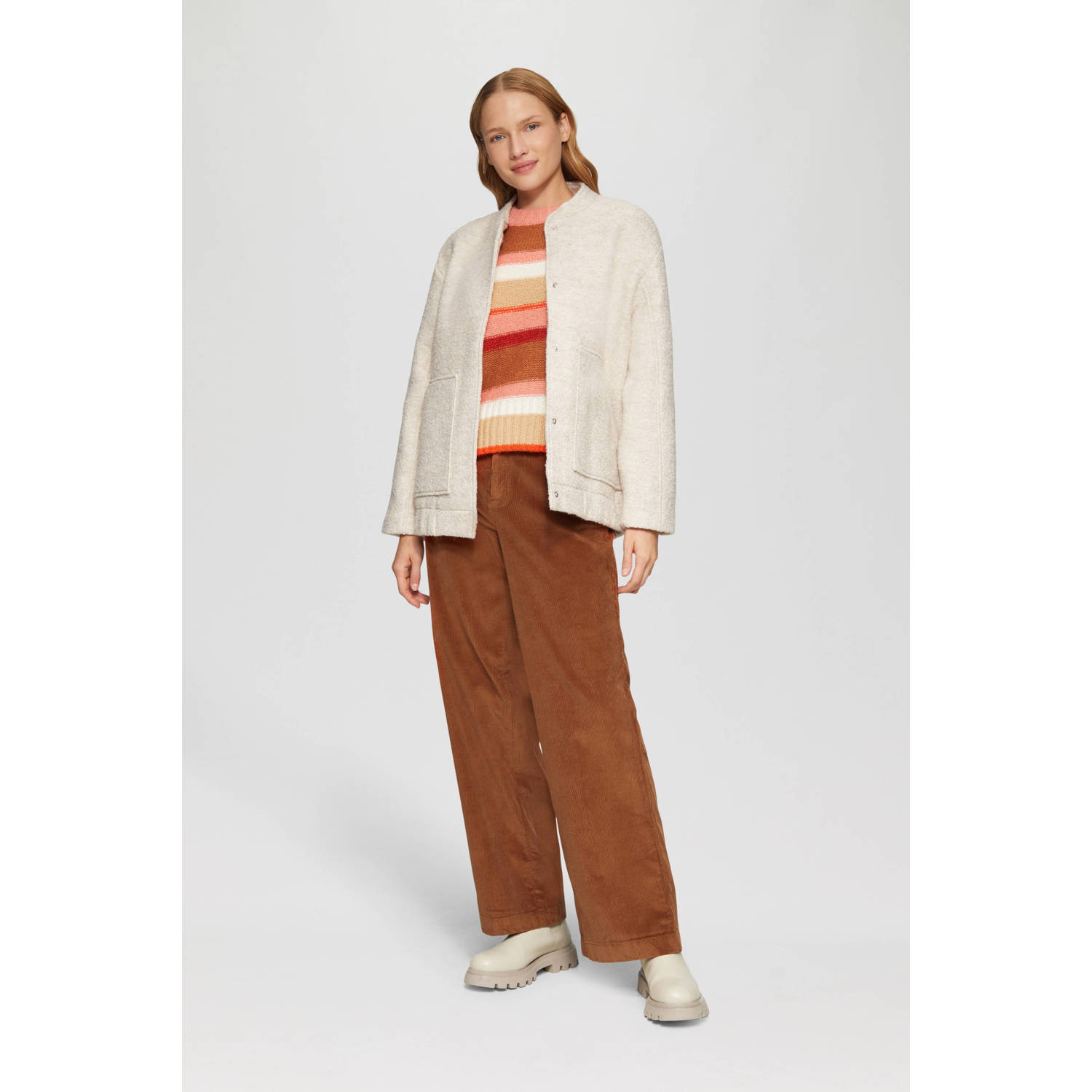 s.Oliver corduroy wide leg broek bruin