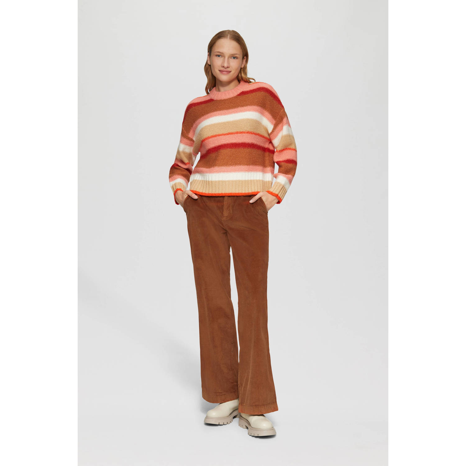 s.Oliver corduroy wide leg broek bruin