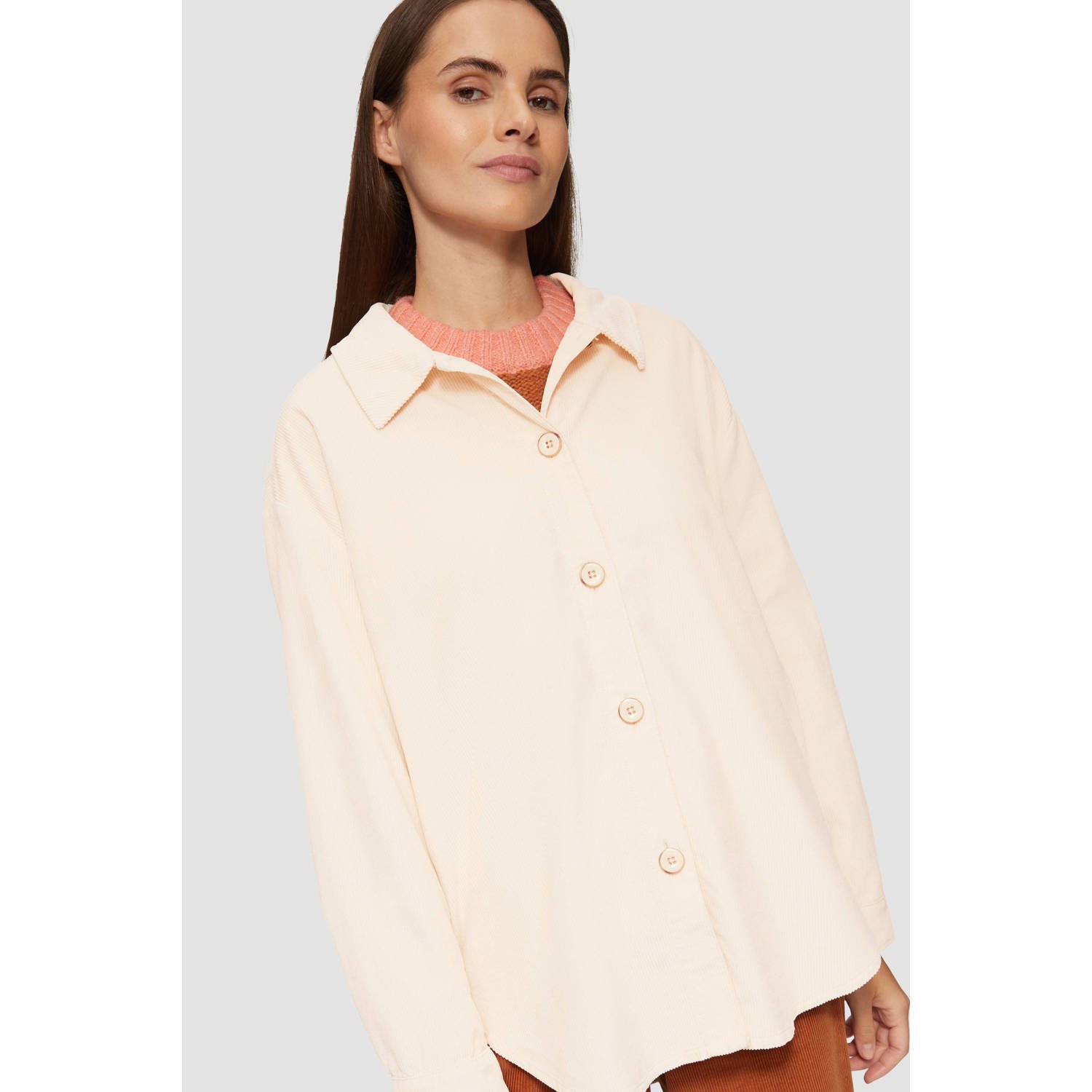 S.Oliver Cord Overshirt met zijzakken Beige Dames