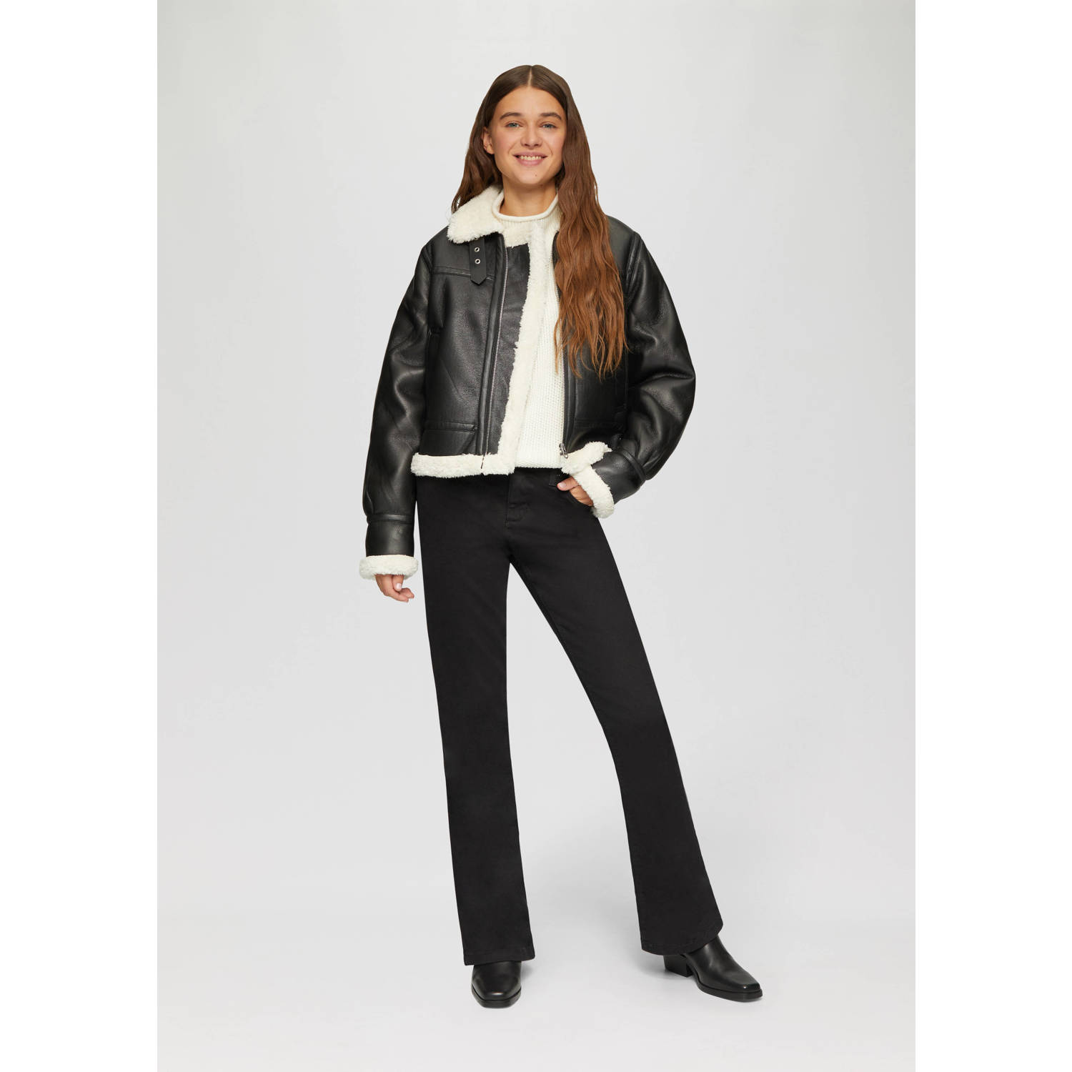 Q S by s.Oliver lammy coat winterjas zwart