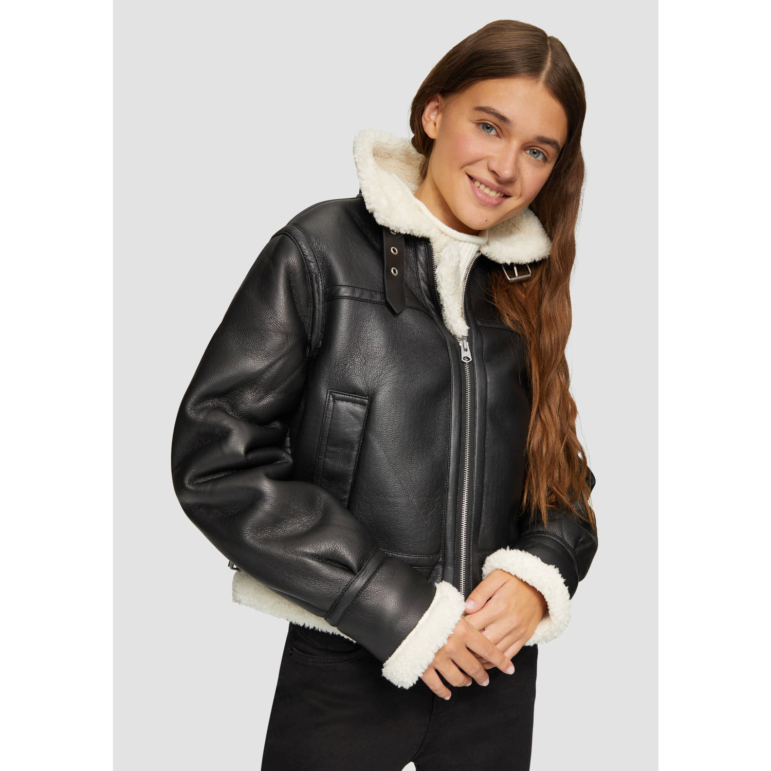 Q S by s.Oliver lammy coat winterjas zwart