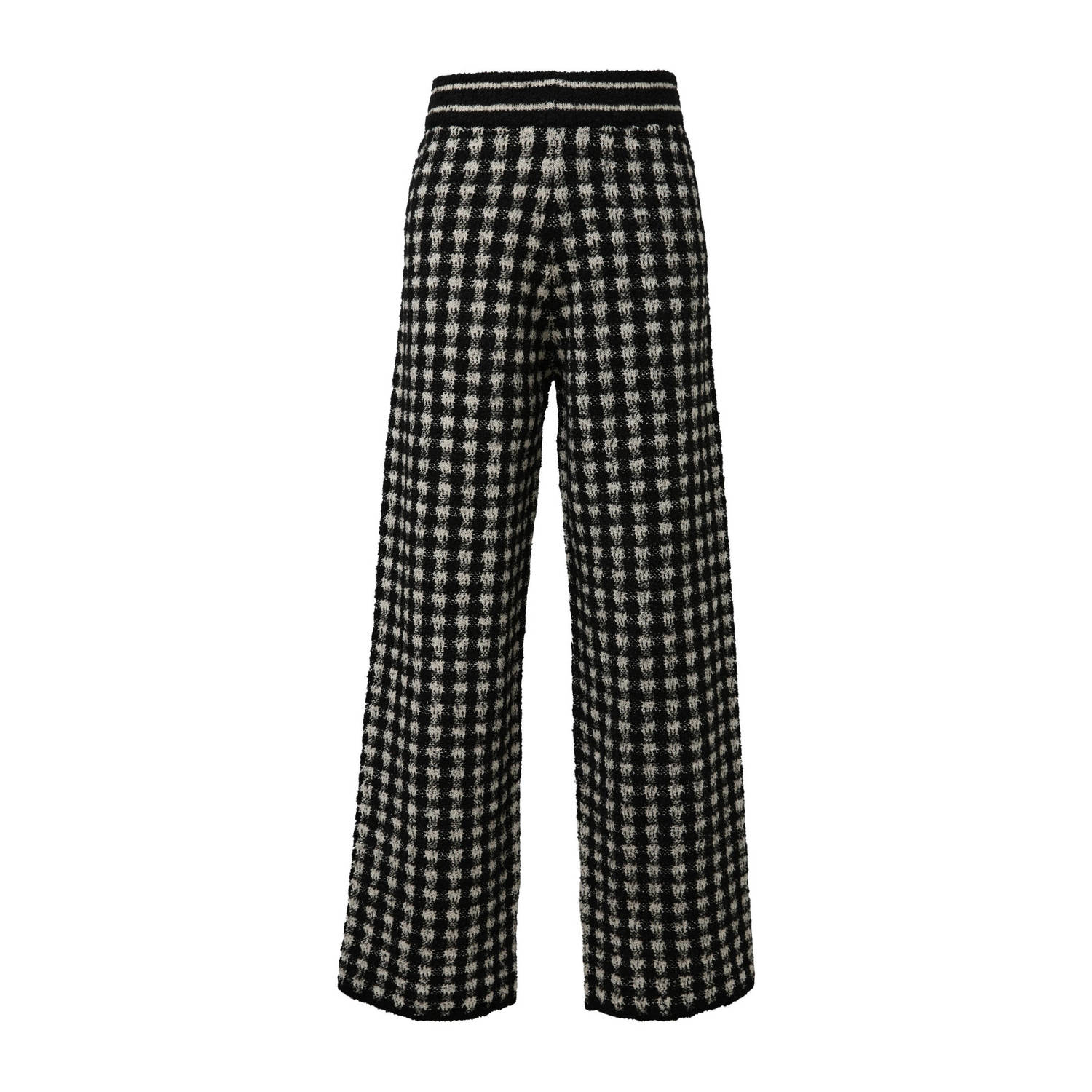 s.Oliver BLACK LABEL straight fit broek met pied-de-poule zwart ecru
