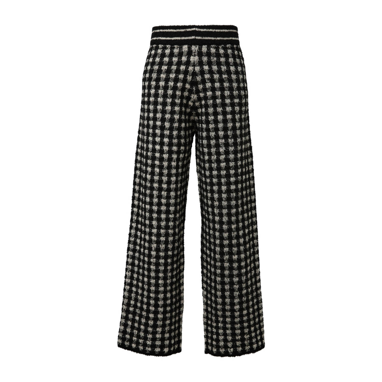 S.Oliver BLACK LABEL Wide leg gebreide broek van wolmix met ruitmotief