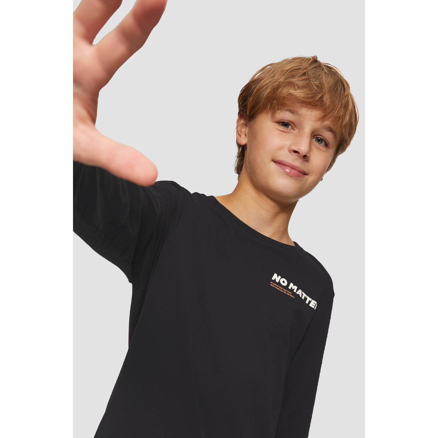 s.Oliver longsleeve met backprint zwart