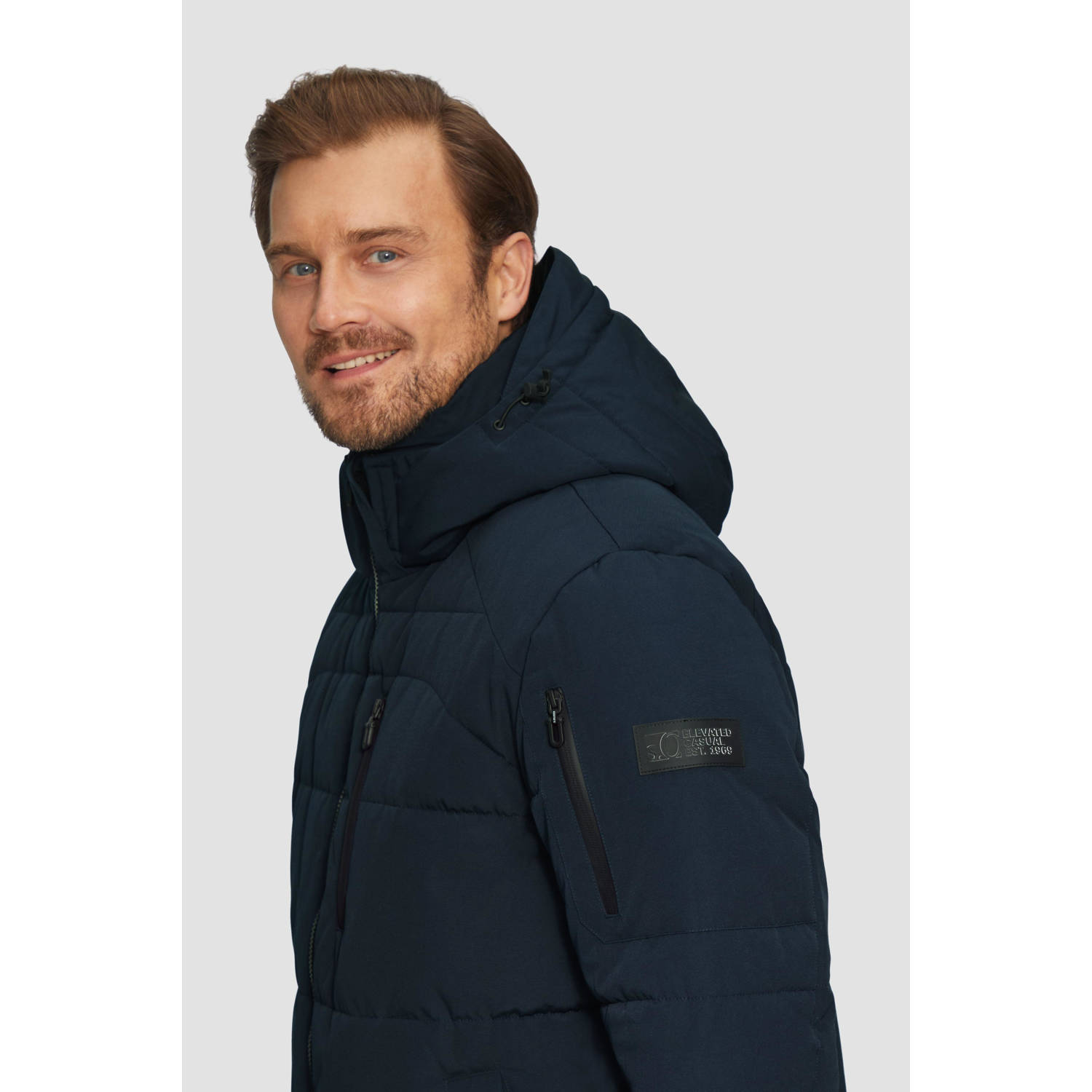 s.Oliver gewatteerde jas met logo donkerblauw