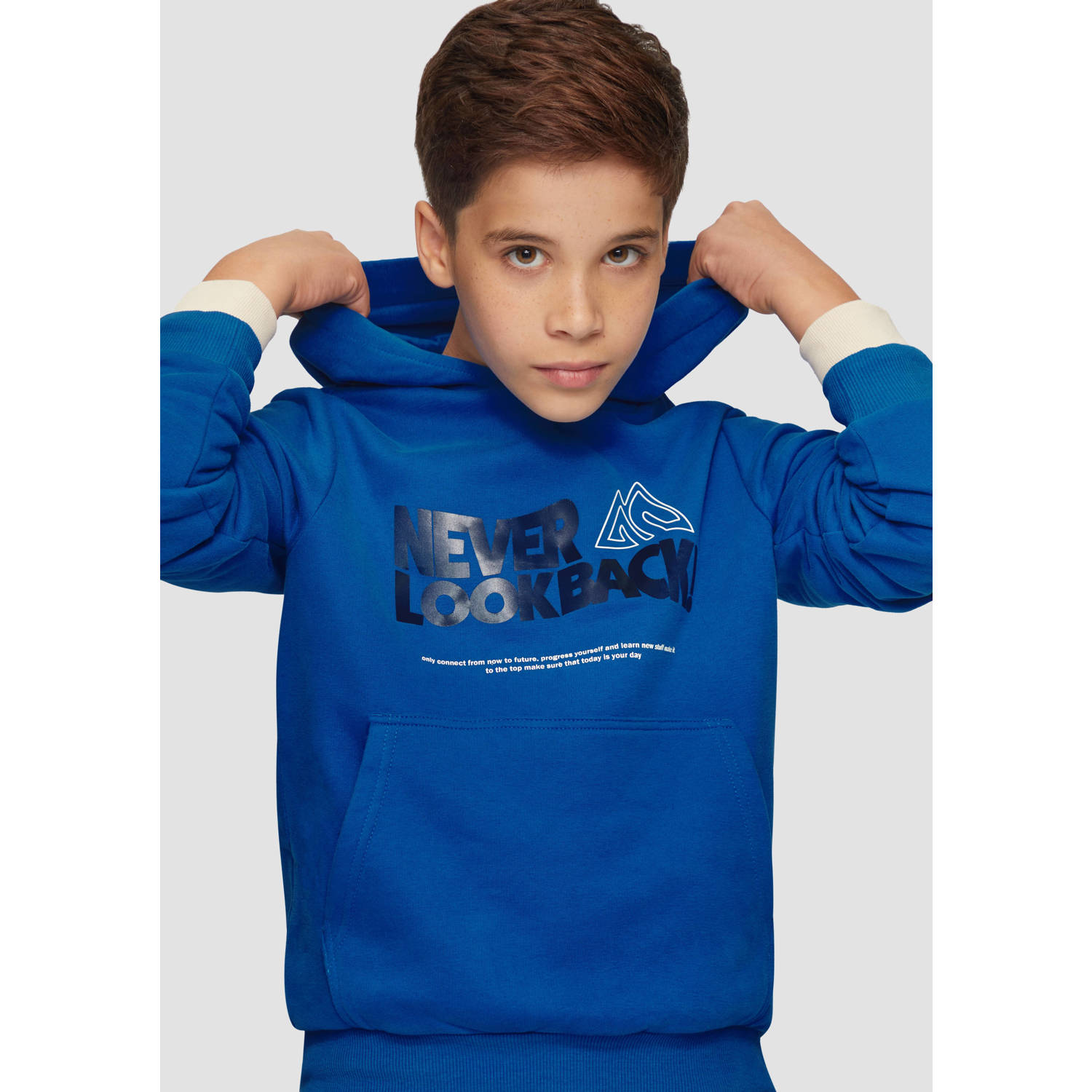 s.Oliver hoodie met printopdruk blauw