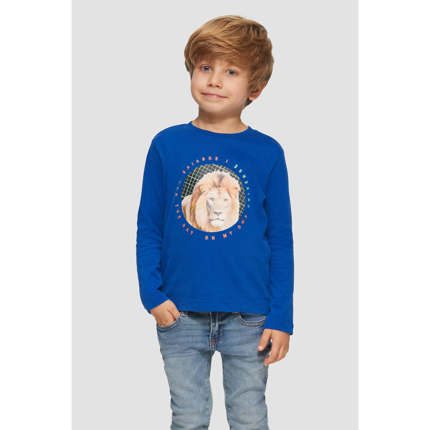 S.Oliver longsleeve met printopdruk blauw