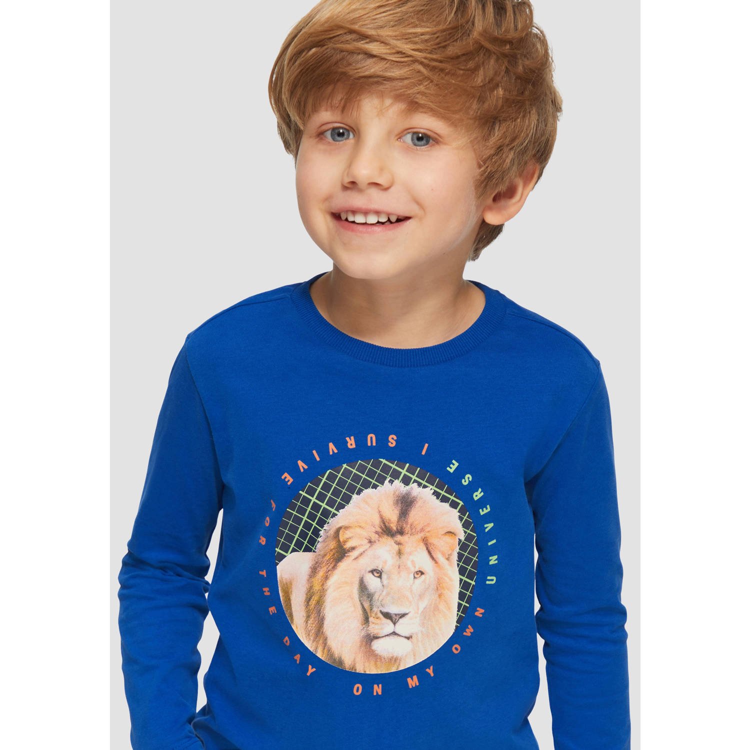 s.Oliver longsleeve met printopdruk blauw