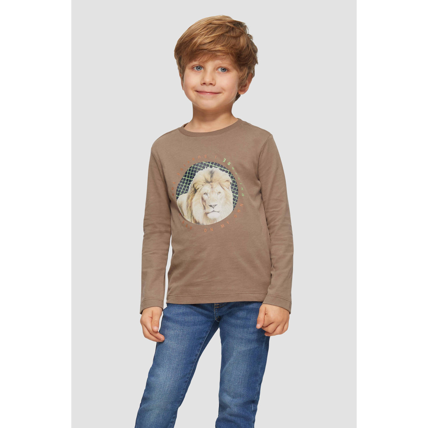 S.Oliver longsleeve met printopdruk bruin