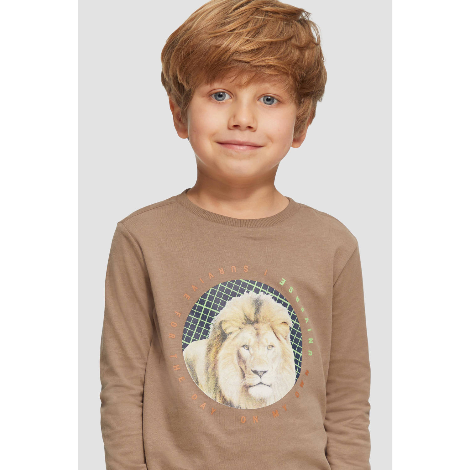 s.Oliver longsleeve met printopdruk bruin