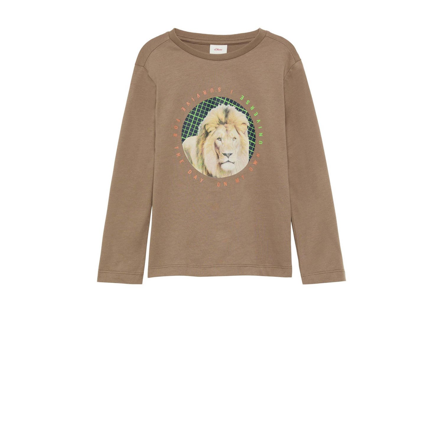 S.Oliver longsleeve met printopdruk bruin