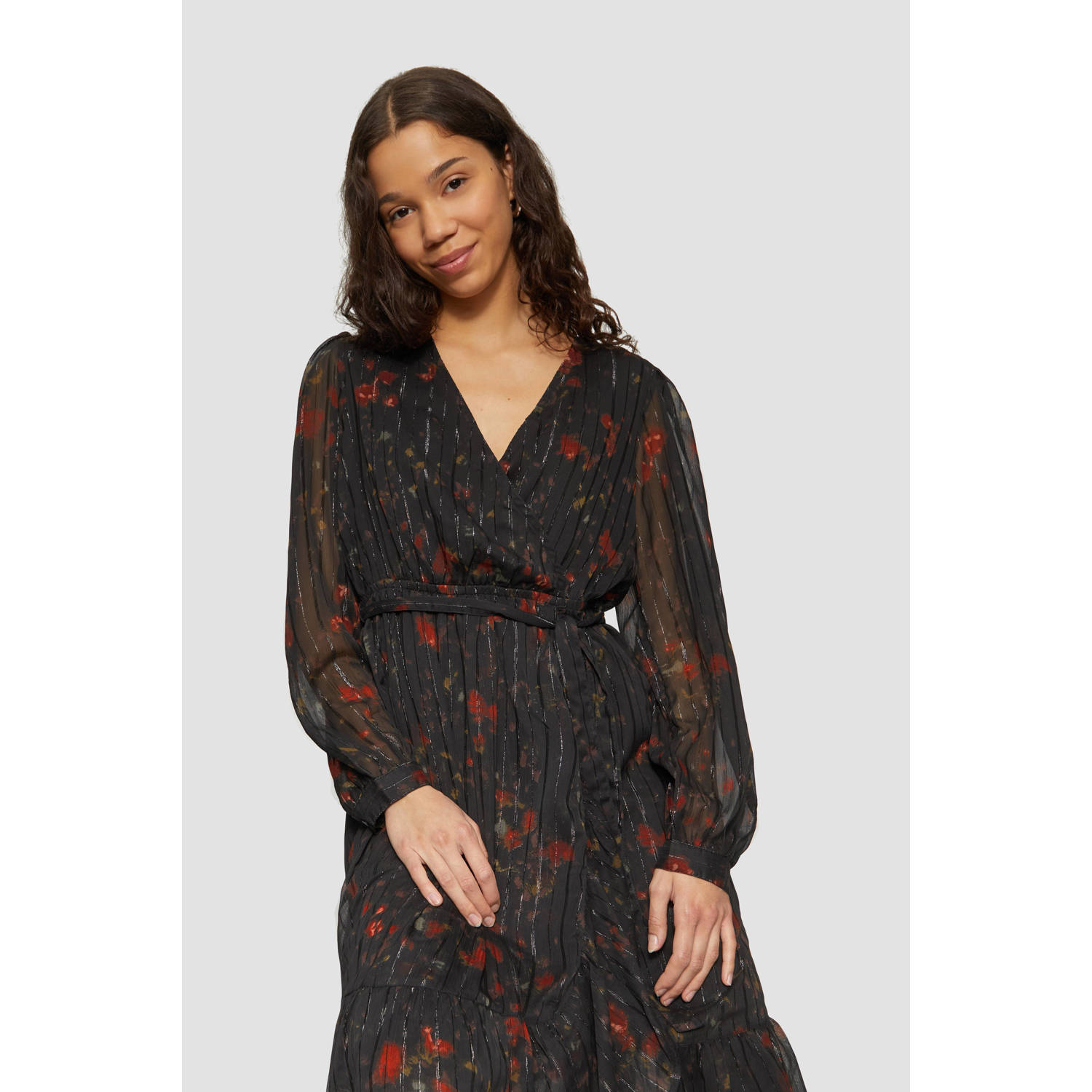 Q S by s.Oliver blousejurk met all over print zwart rood