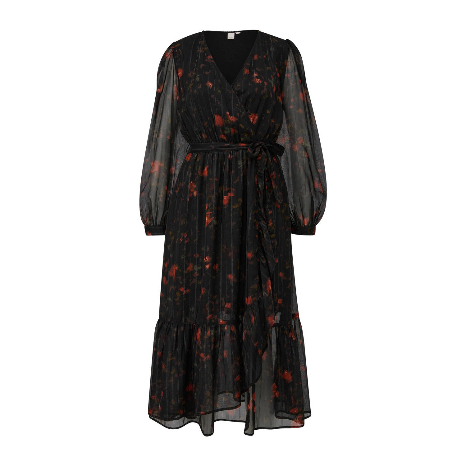 Q S by s.Oliver blousejurk met all over print zwart rood
