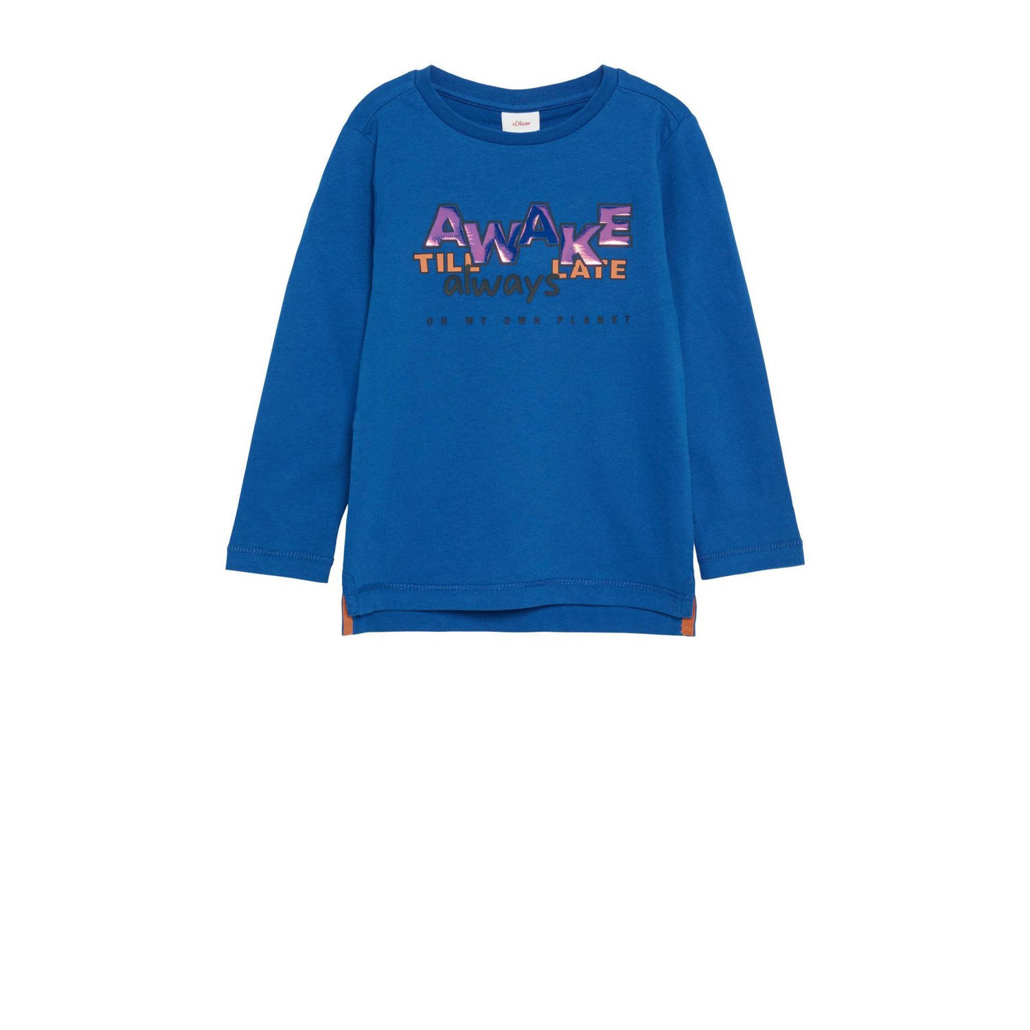 S.Oliver longsleeve met tekst blauw