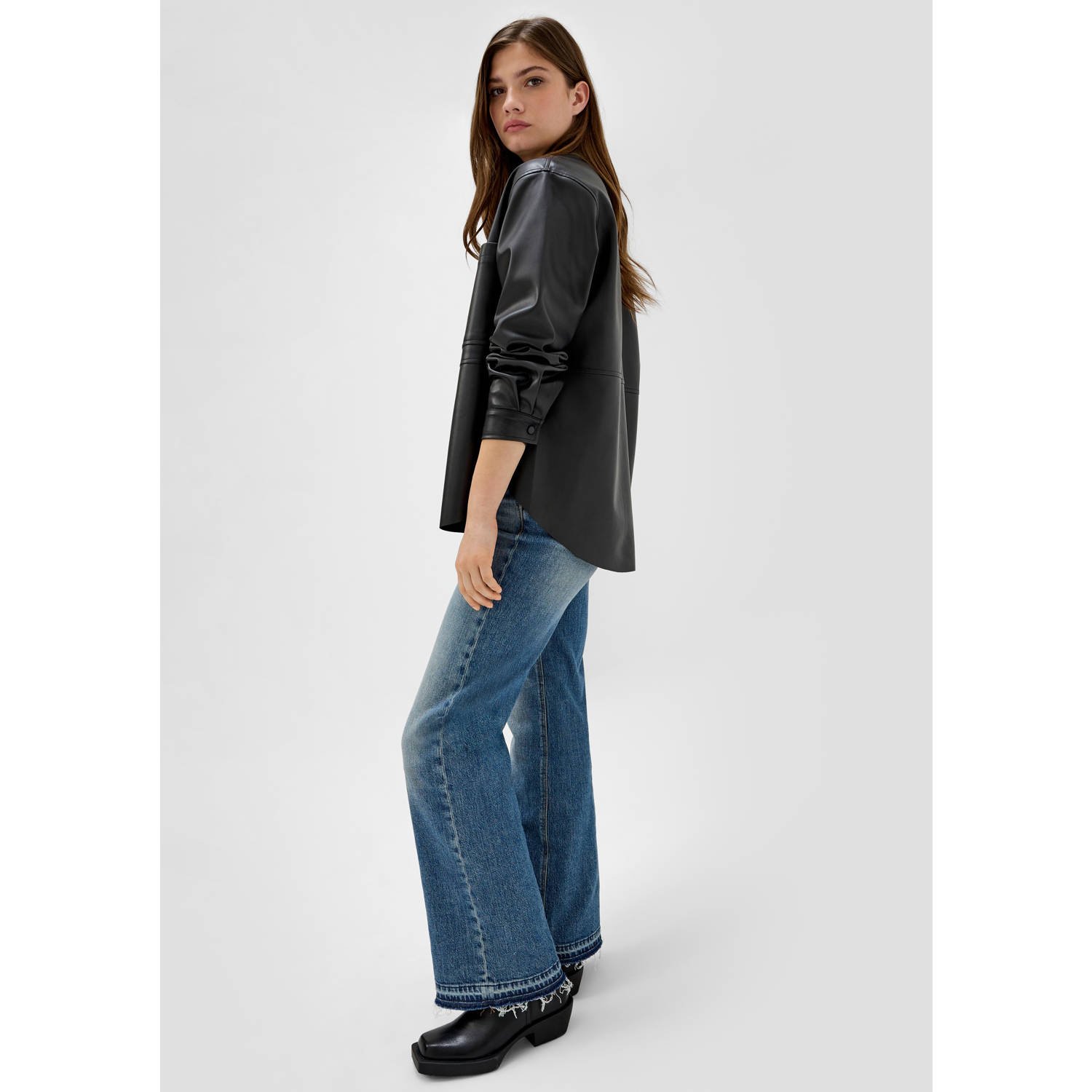 Q S by s.Oliver regular waist wide leg jeans dark blue denim