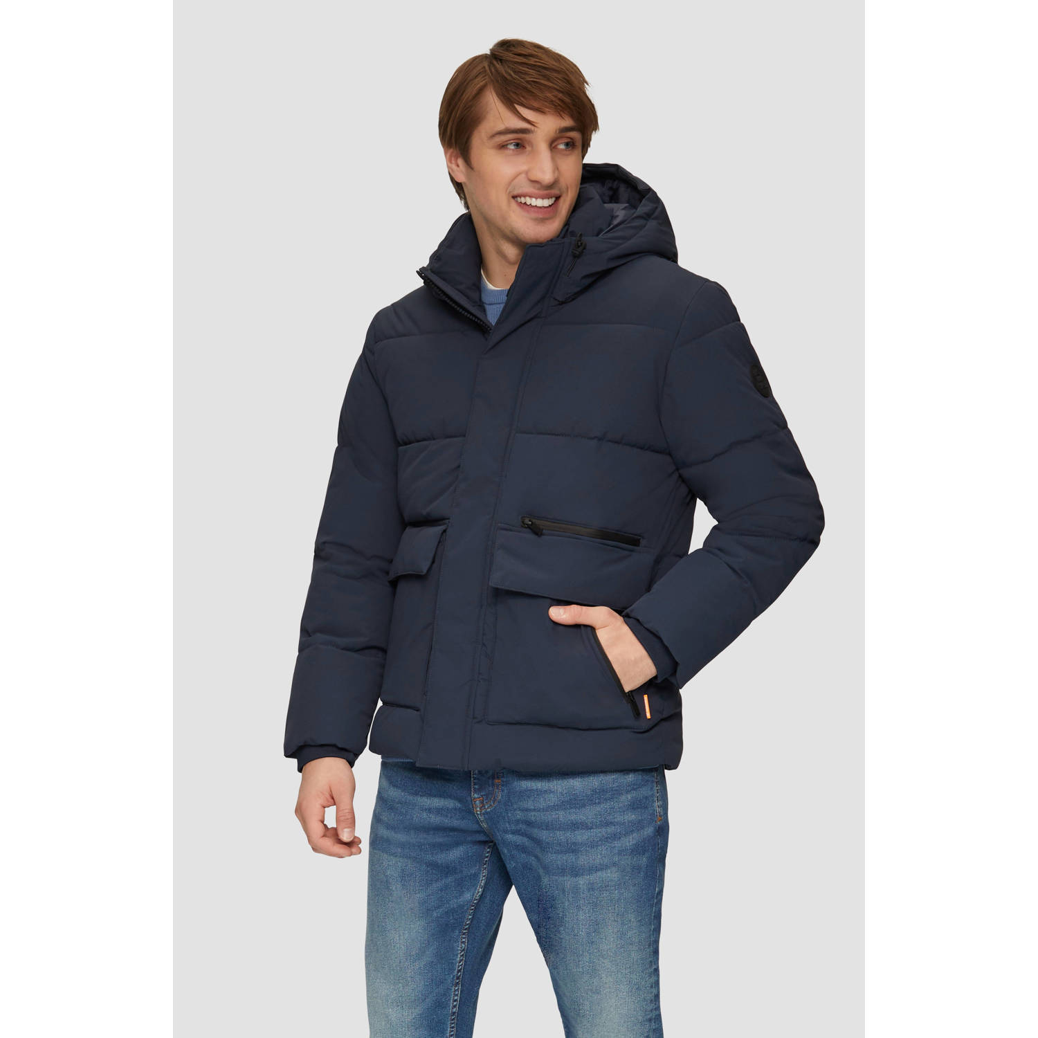 Q S by s.Oliver gewatteerde jas donkerblauw