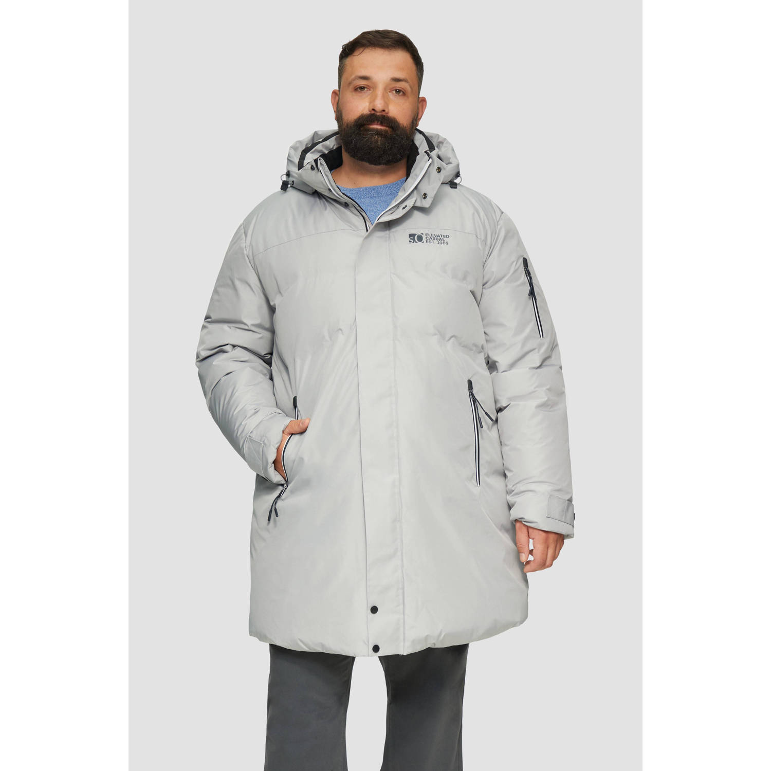S.Oliver Big Size gewatteerde winterjas Plus Size lichtgrijs