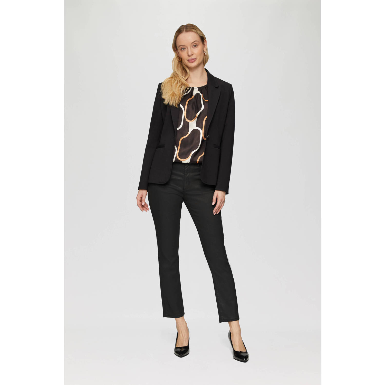 S.Oliver BLACK LABEL coated skinny broek zwart
