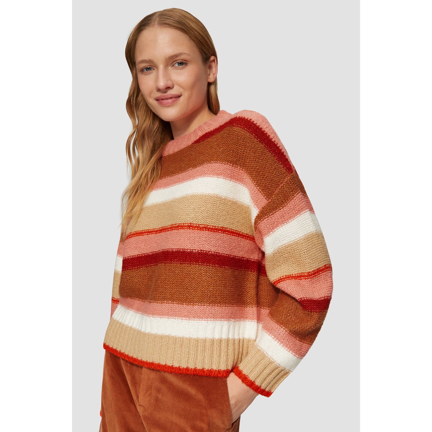 S.Oliver RED LABEL Relaxed fit gebreide pullover met wol en streepmotief