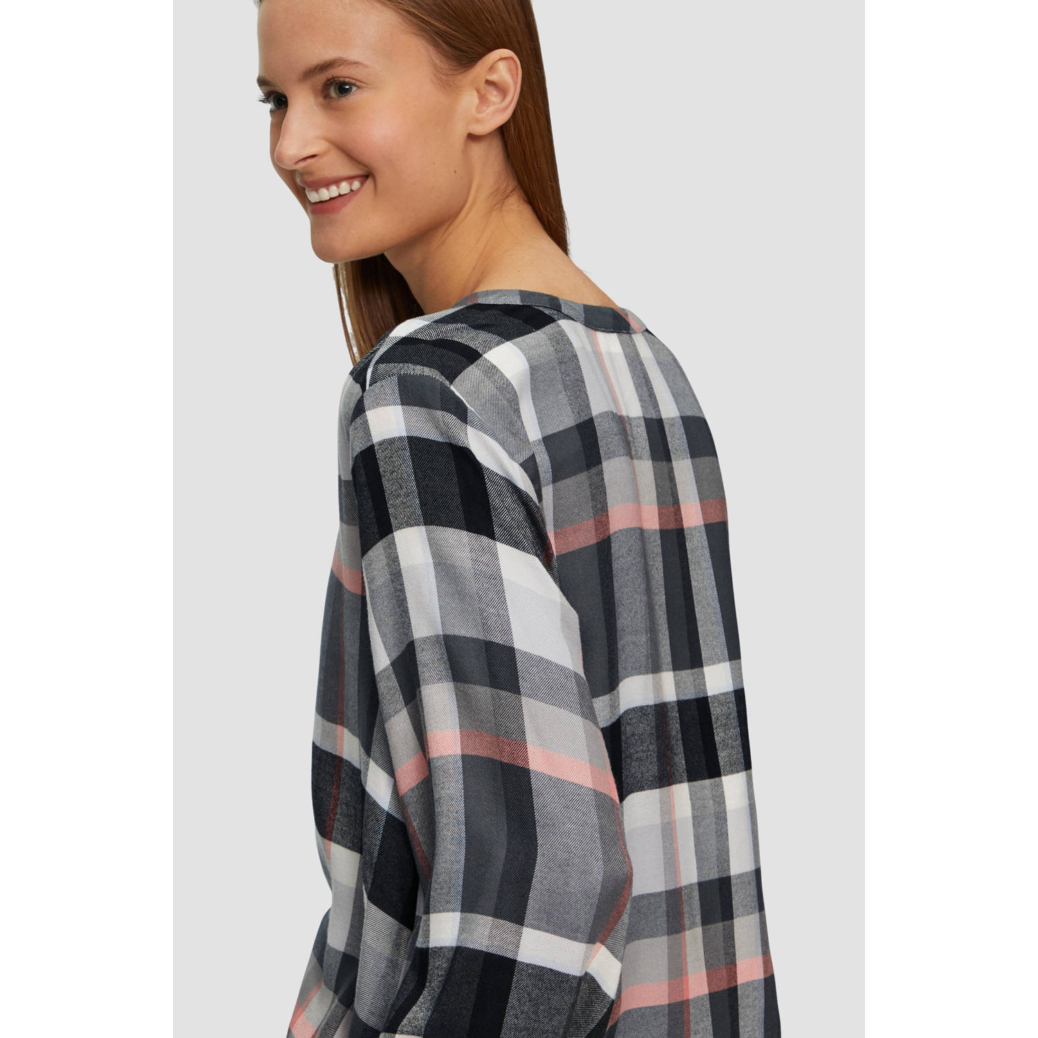 s.Oliver geruite top zwart wit rood