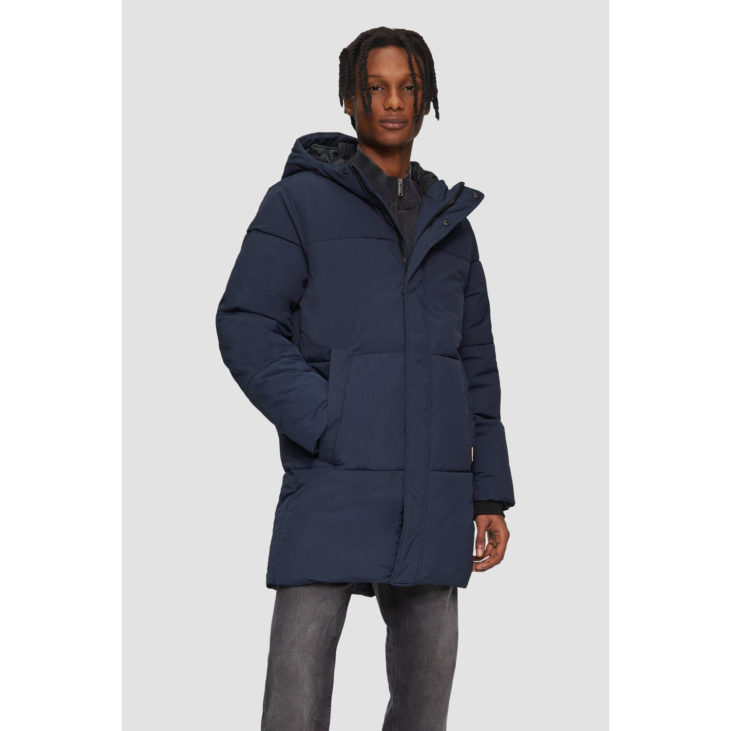 Q S by s.Oliver gewatteerde jas donkerblauw