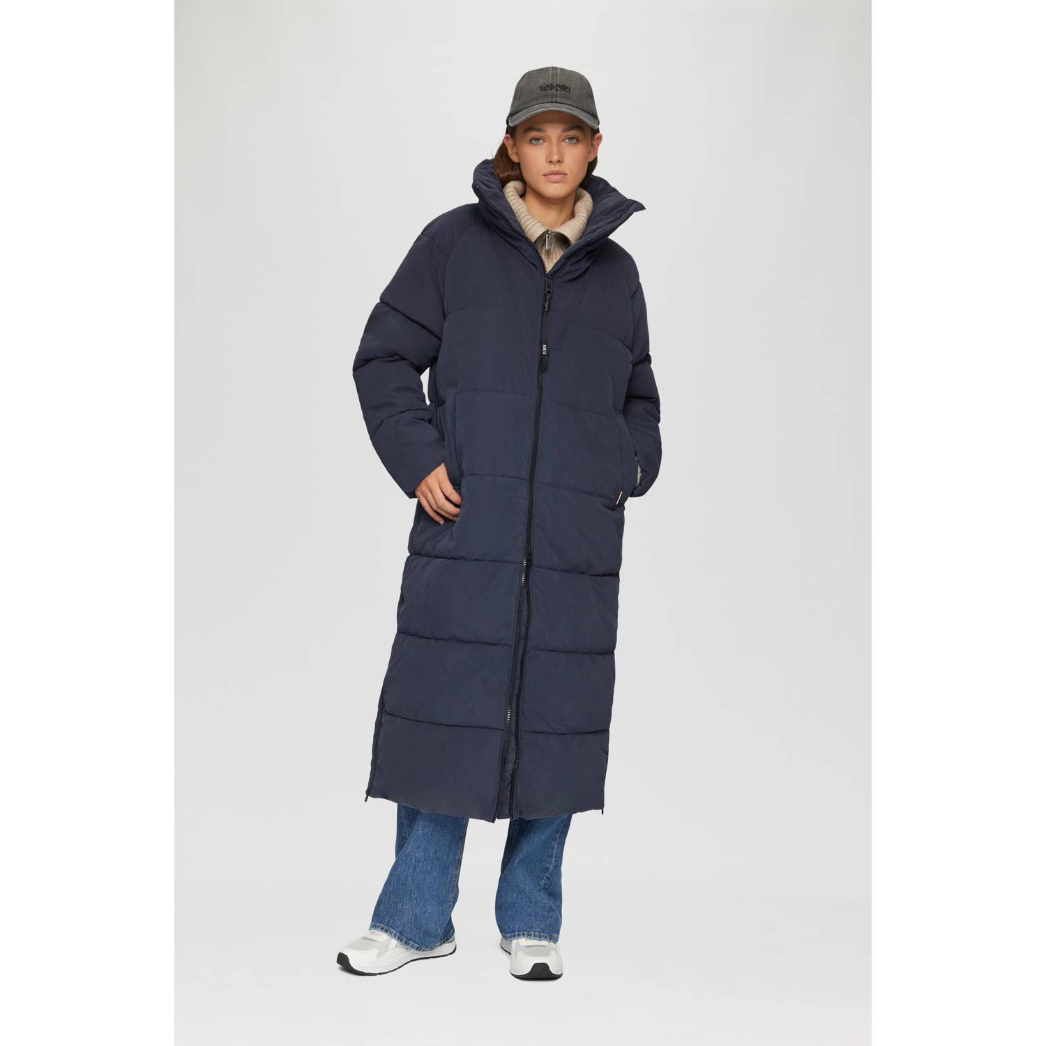 Q S by s.Oliver gewatteerde winterjas donkerblauw