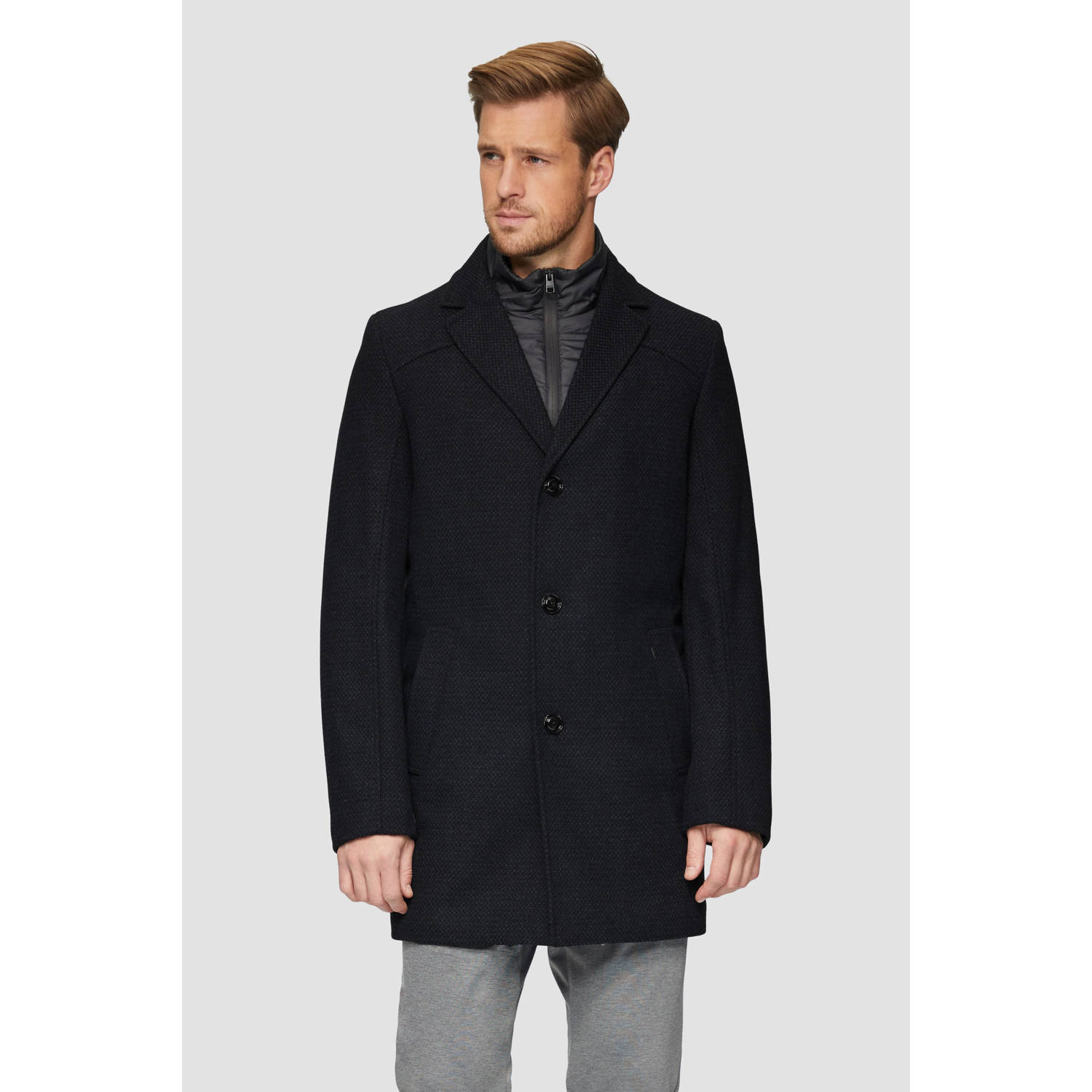 S.Oliver BLACK LABEL jas met wol donkerblauw