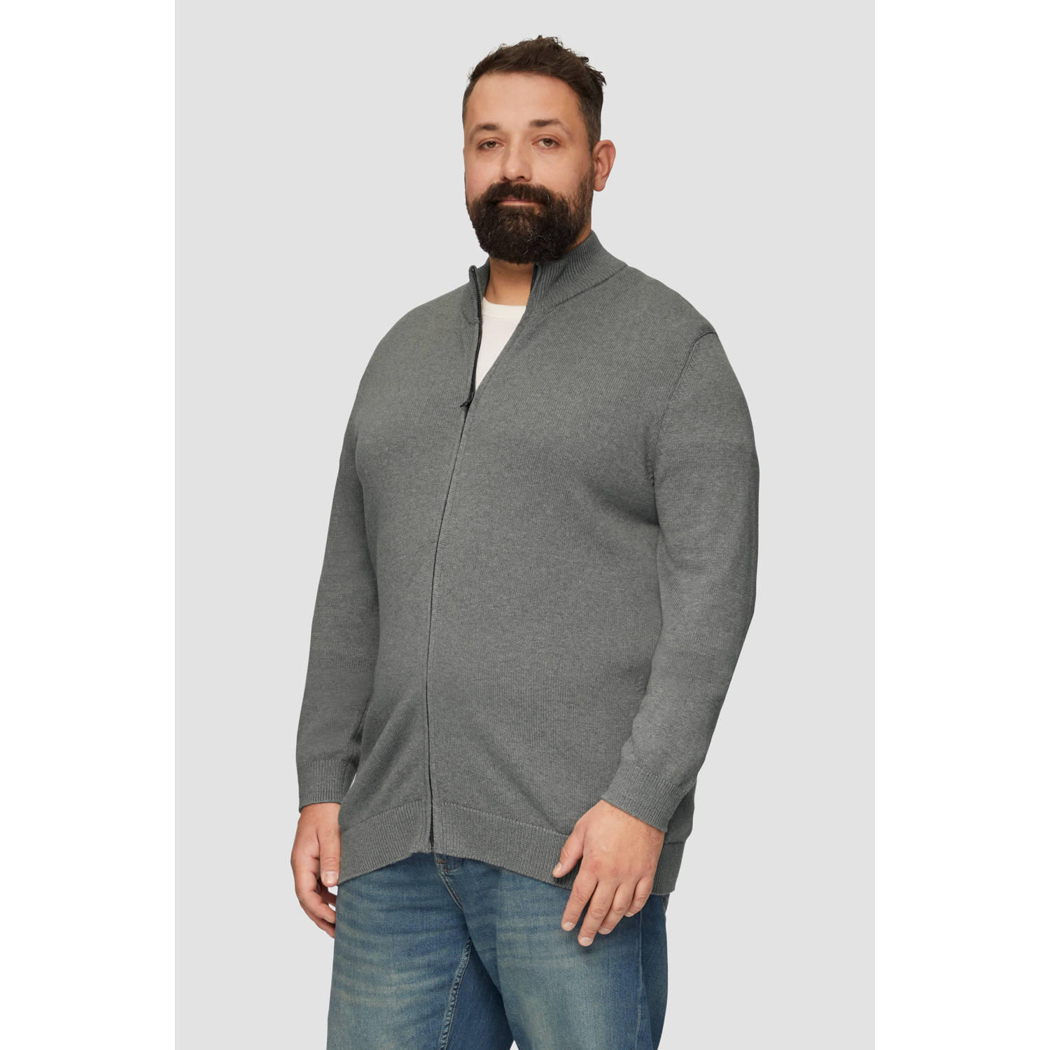 S.Oliver Big Size fijngebreid vest Plus Size grijs