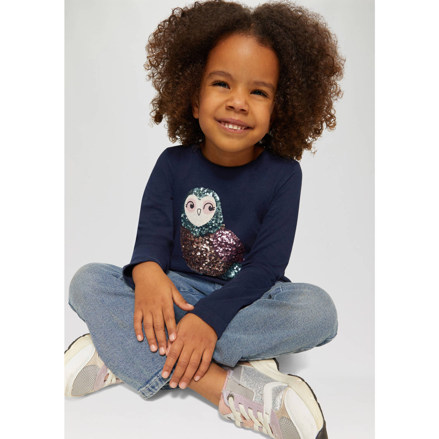 s.Oliver longsleeve met printopdruk donkerblauw