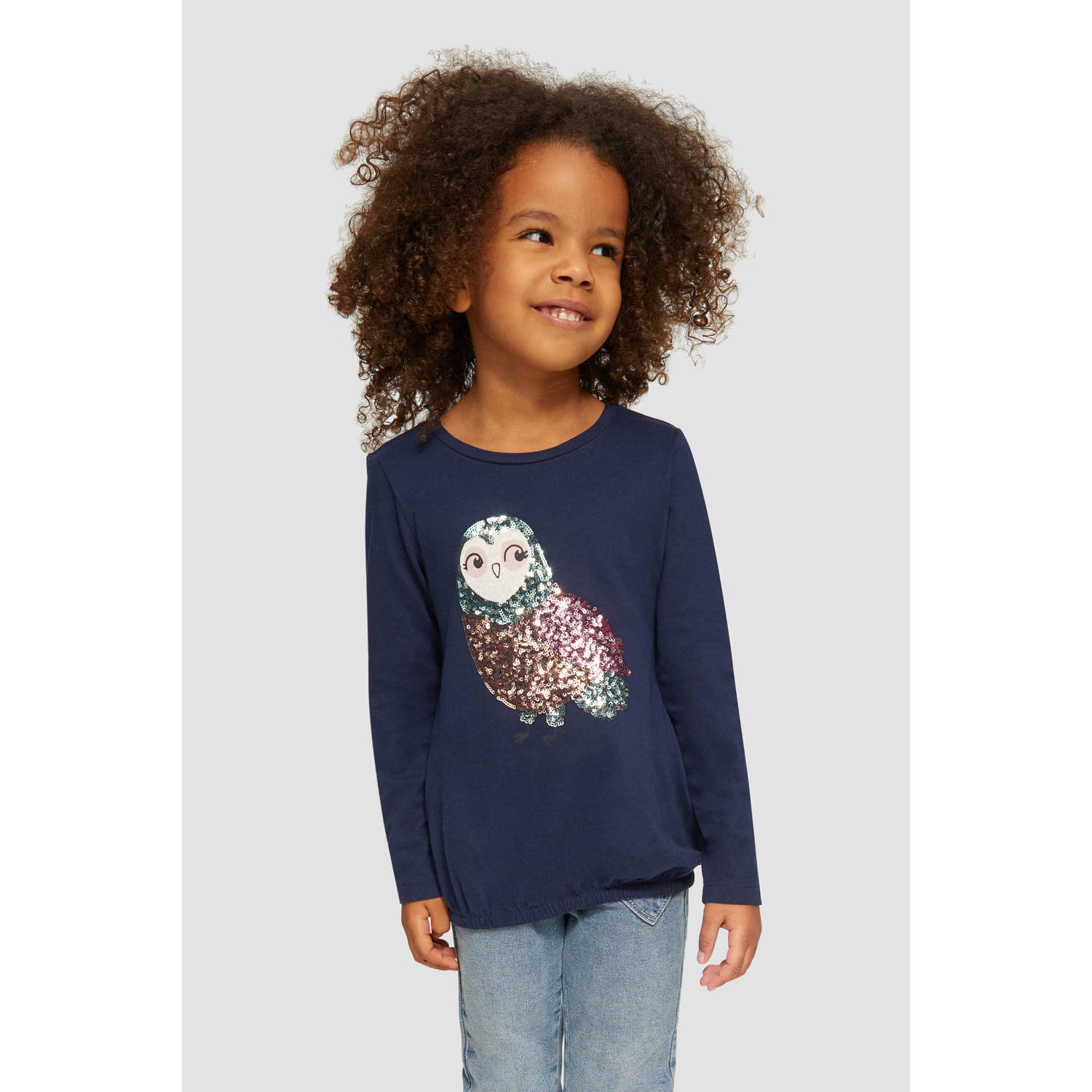 s.Oliver longsleeve met printopdruk donkerblauw