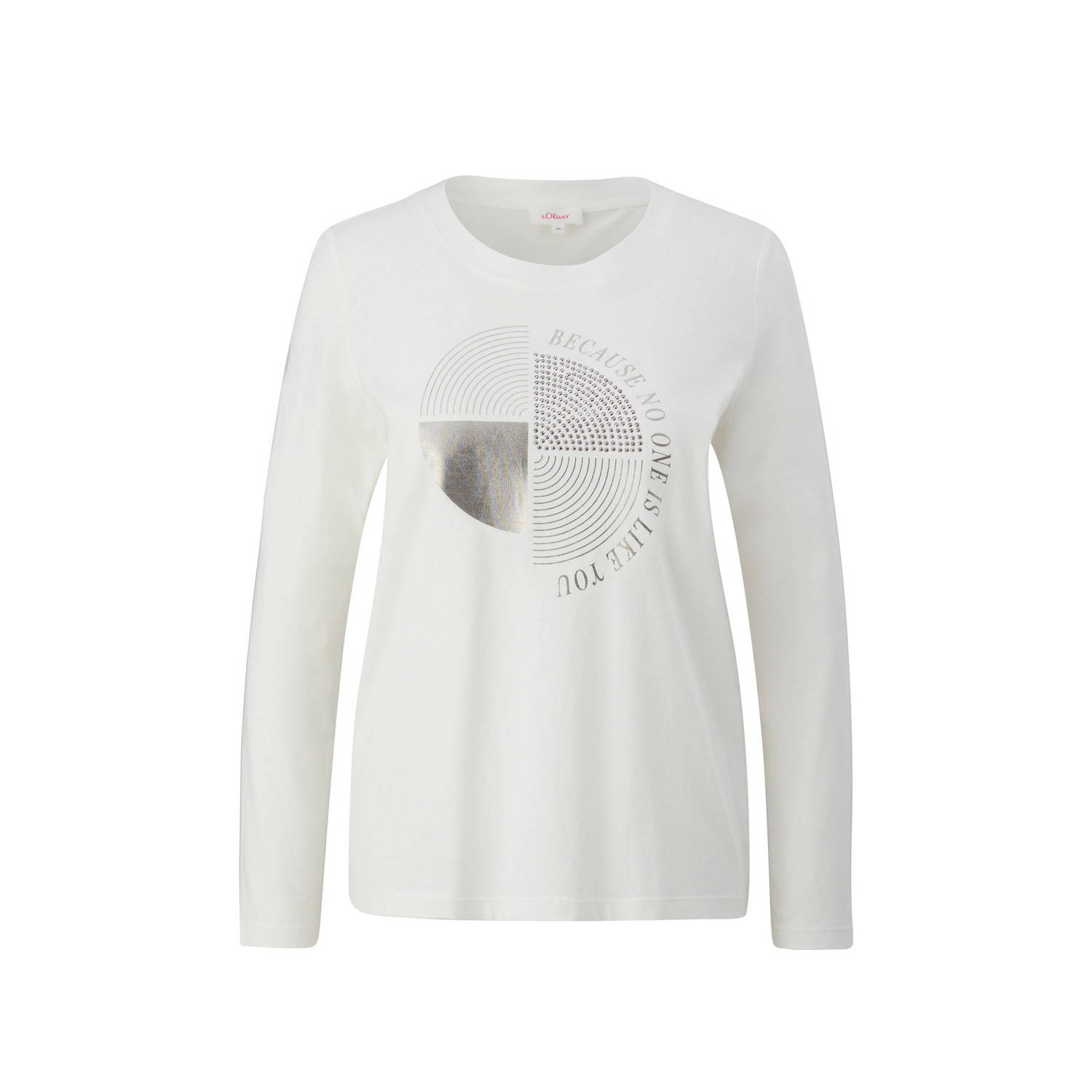 S.Oliver longsleeve met printopdruk ecru zilver